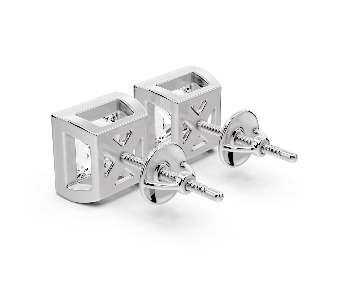 Noa - 4ct 14k white gold Princess - Cut Diamond Stud Earrings - Mr. Alex Jewelry