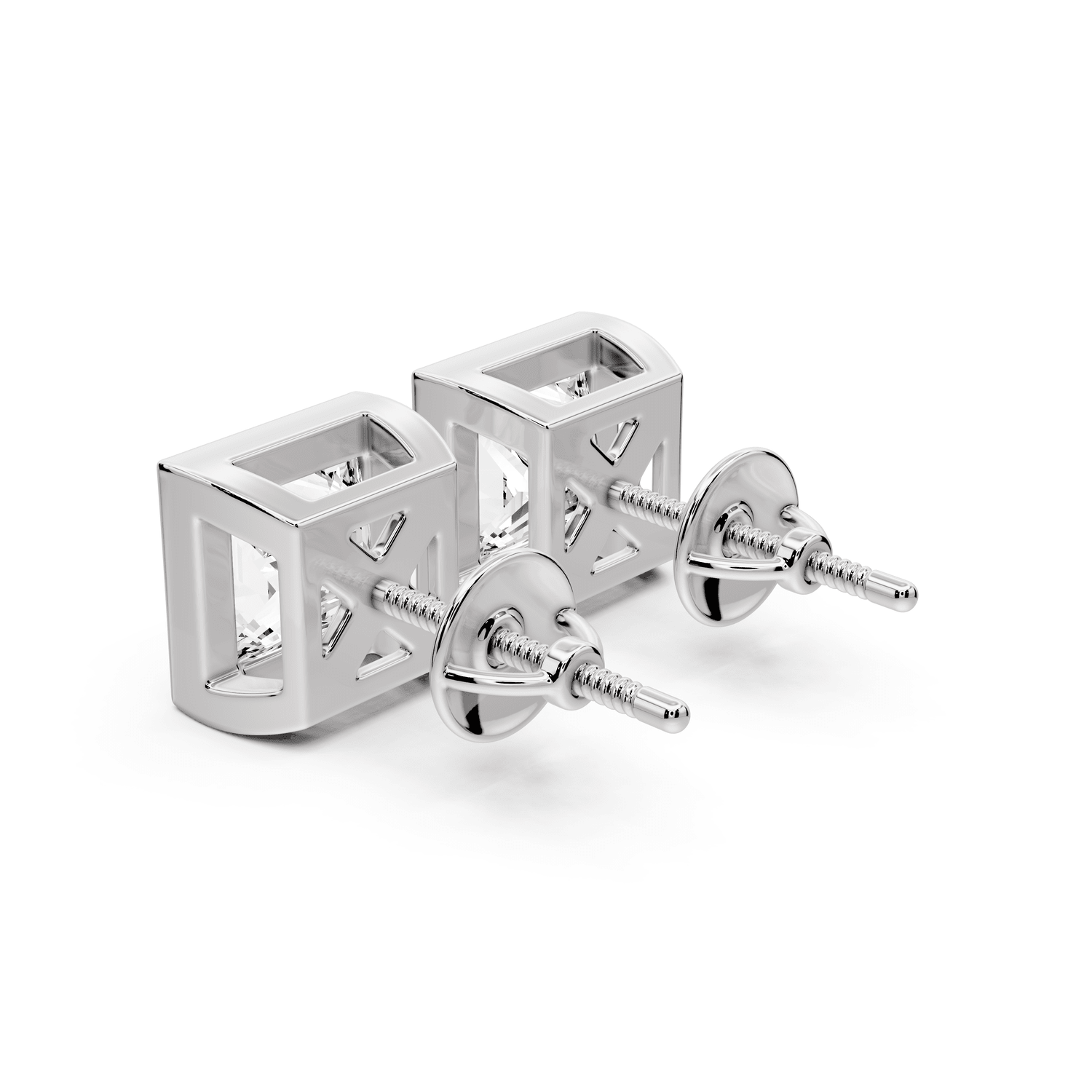 Noa - 4ct 14k white gold Princess - Cut Diamond Stud Earrings - Mr. Alex Jewelry