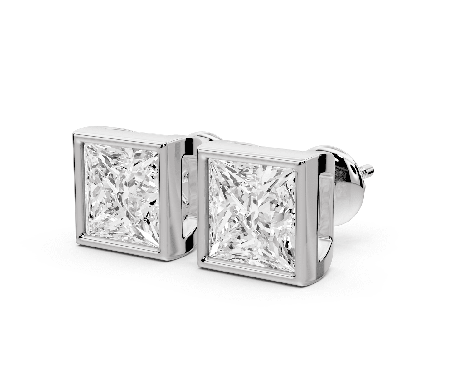 Noa - 4ct 14k white gold Princess - Cut Diamond Stud Earrings - Mr. Alex Jewelry
