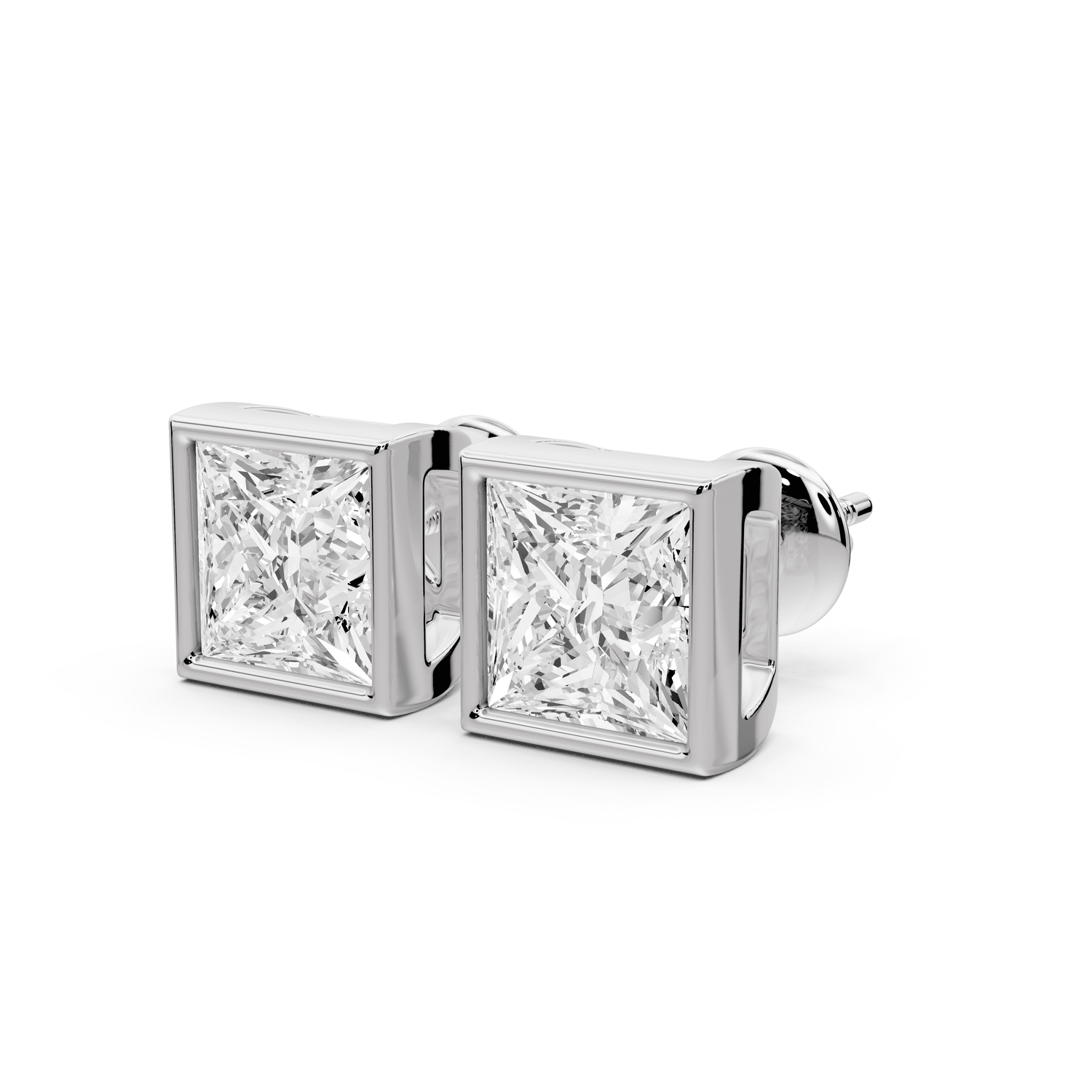 Noa - 4ct 14k white gold Princess - Cut Diamond Stud Earrings - Mr. Alex Jewelry