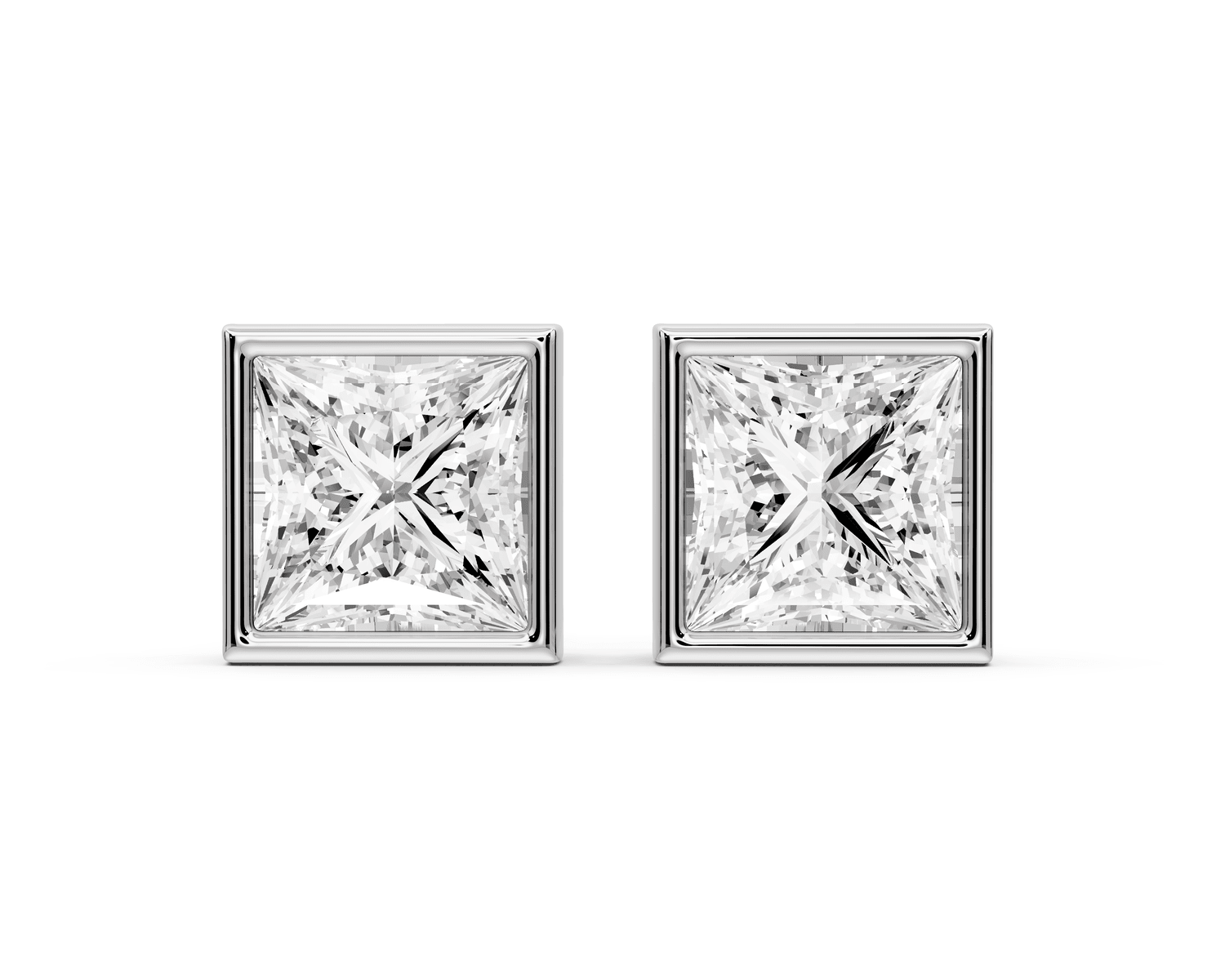 Noa - 4ct 14k white gold Princess - Cut Diamond Stud Earrings - Mr. Alex Jewelry
