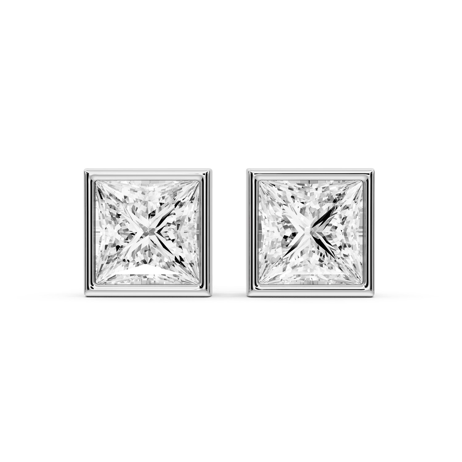 Noa - 4ct 14k white gold Princess - Cut Diamond Stud Earrings - Mr. Alex Jewelry