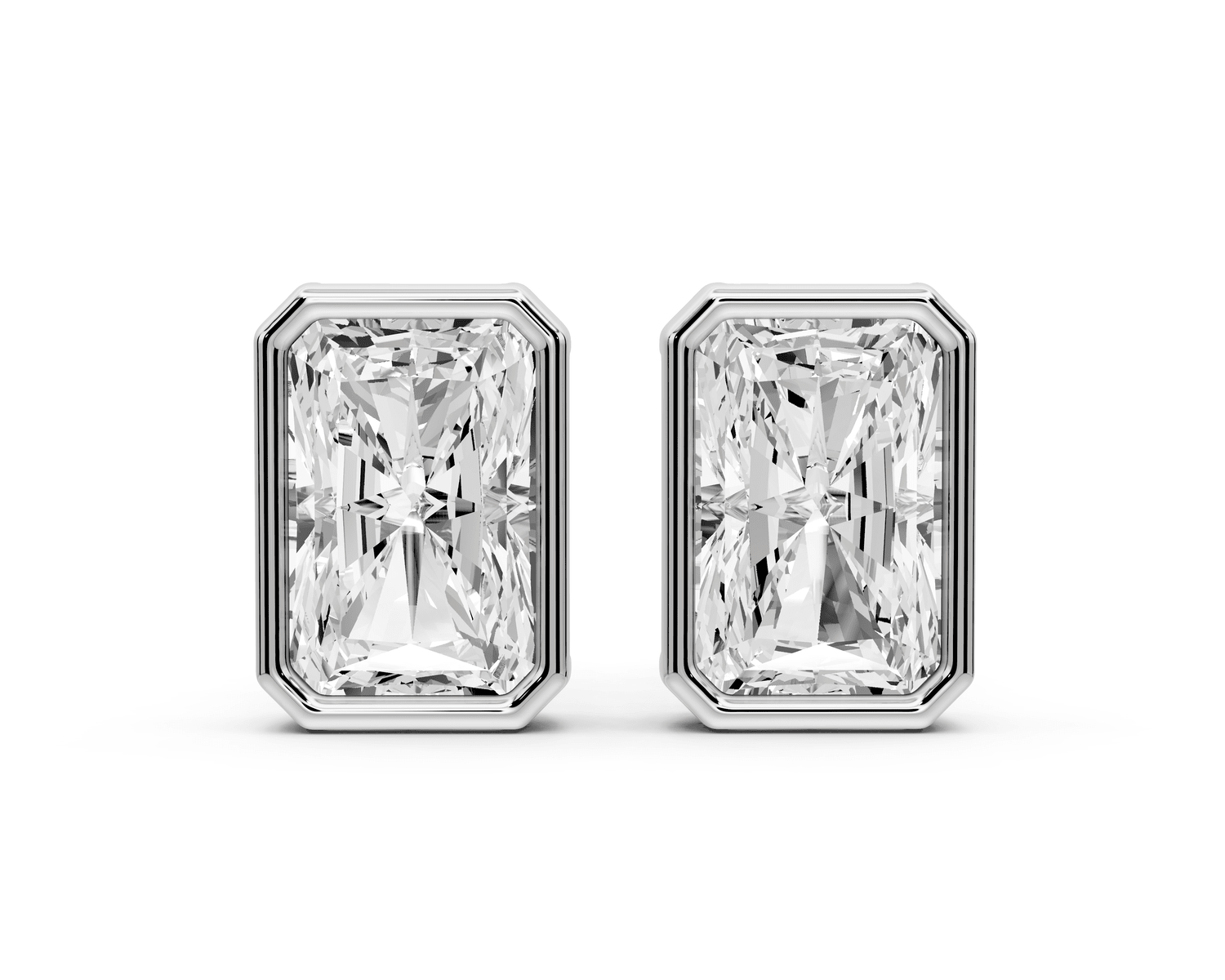 Noa - 4ct 14k white gold Radiant - Cut Diamond Stud Earrings - Mr. Alex Jewelry