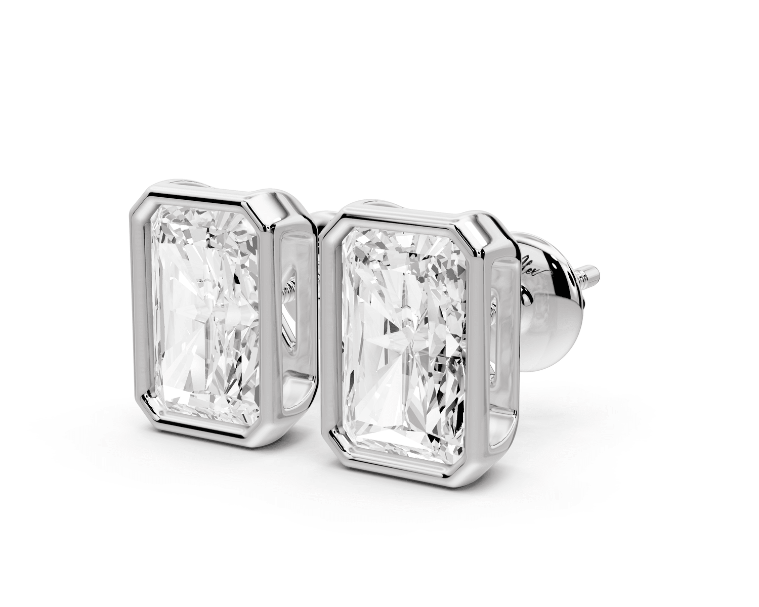 Noa - 4ct 14k white gold Radiant - Cut Diamond Stud Earrings - Mr. Alex Jewelry