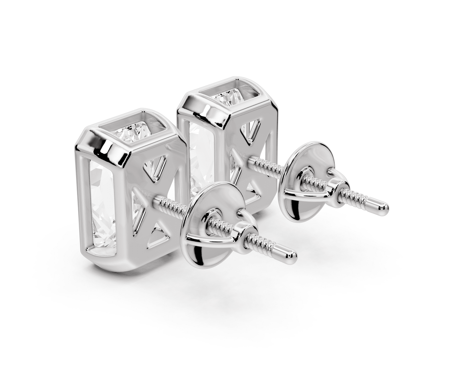 Noa - 4ct 14k white gold Radiant - Cut Diamond Stud Earrings - Mr. Alex Jewelry