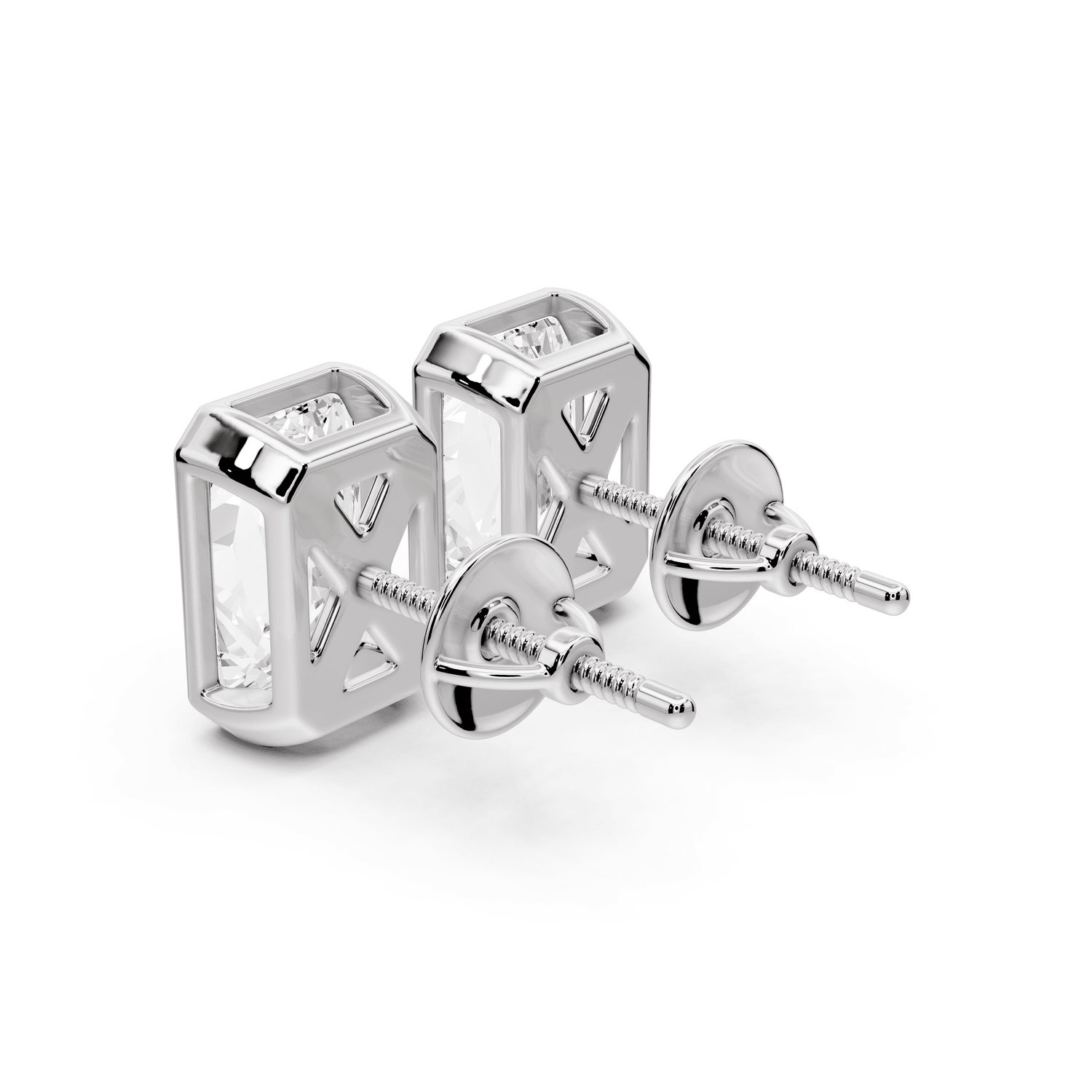 Noa - 4ct 14k white gold Radiant - Cut Diamond Stud Earrings - Mr. Alex Jewelry