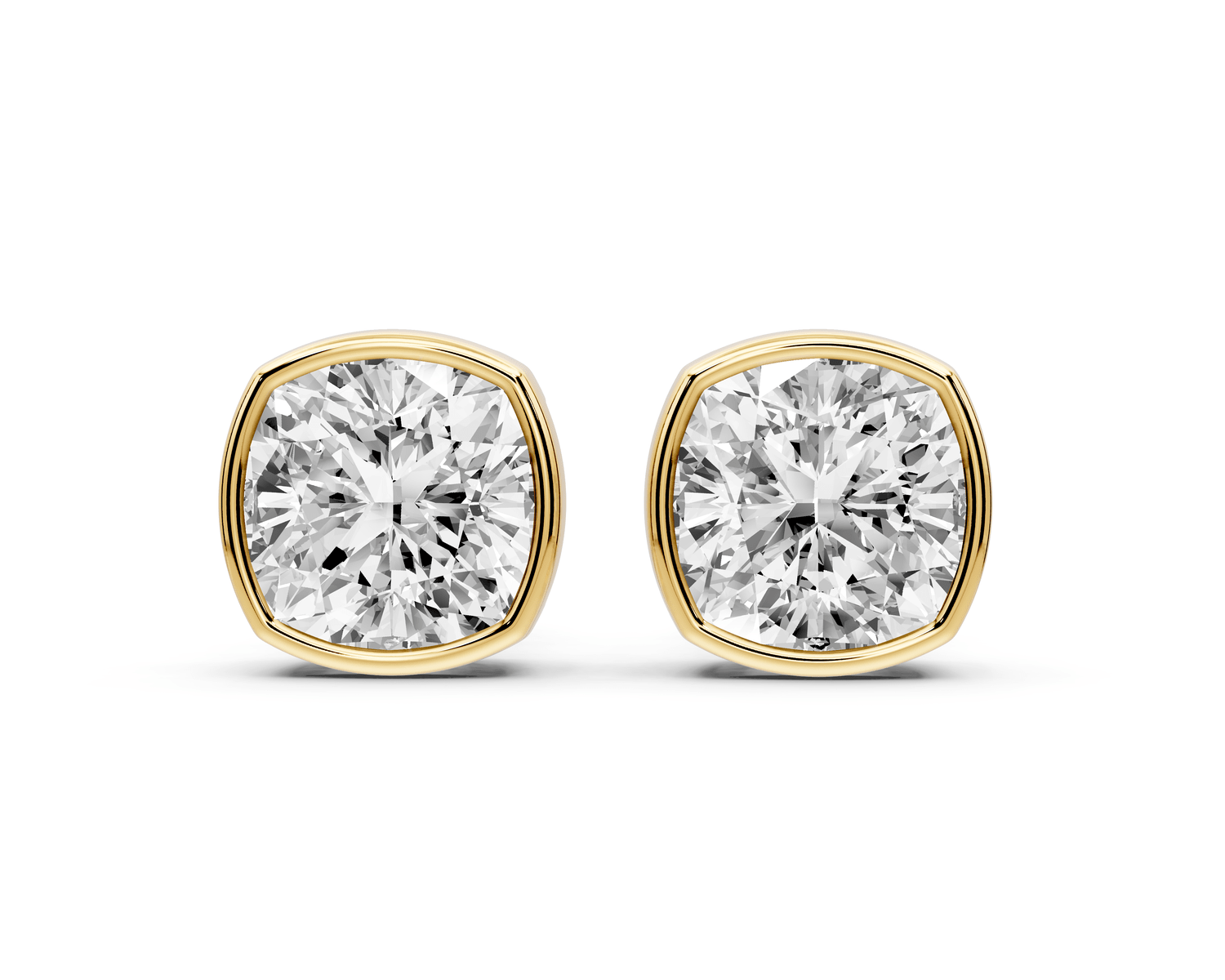 Noa - 4ct 14k yellow gold Cushion - Cut Diamond Stud Earrings - Mr. Alex Jewelry
