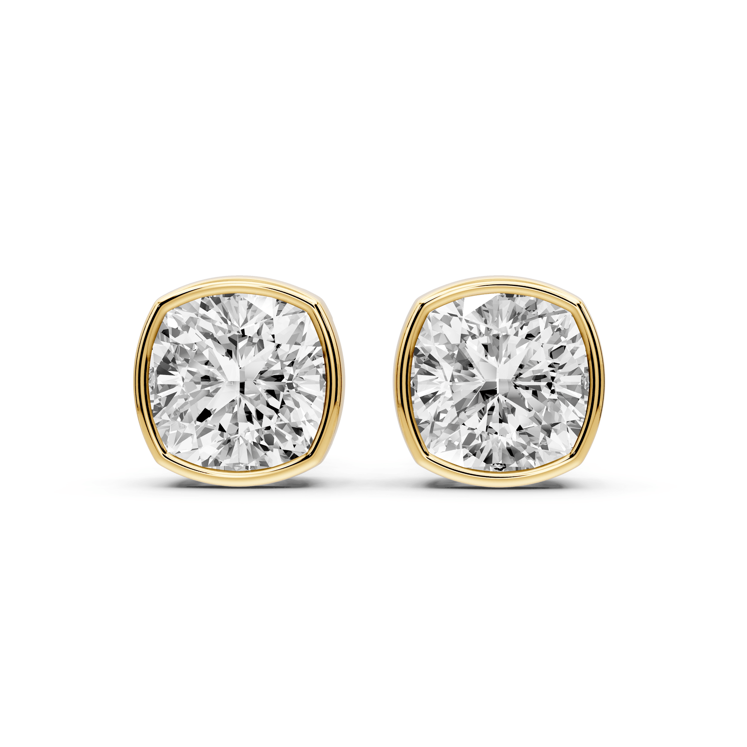 Noa - 4ct 14k yellow gold Cushion - Cut Diamond Stud Earrings - Mr. Alex Jewelry