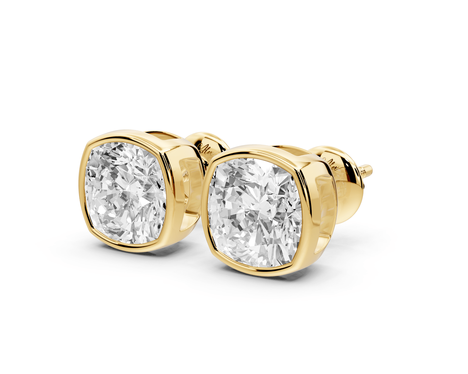 Noa - 4ct 14k yellow gold Cushion - Cut Diamond Stud Earrings - Mr. Alex Jewelry