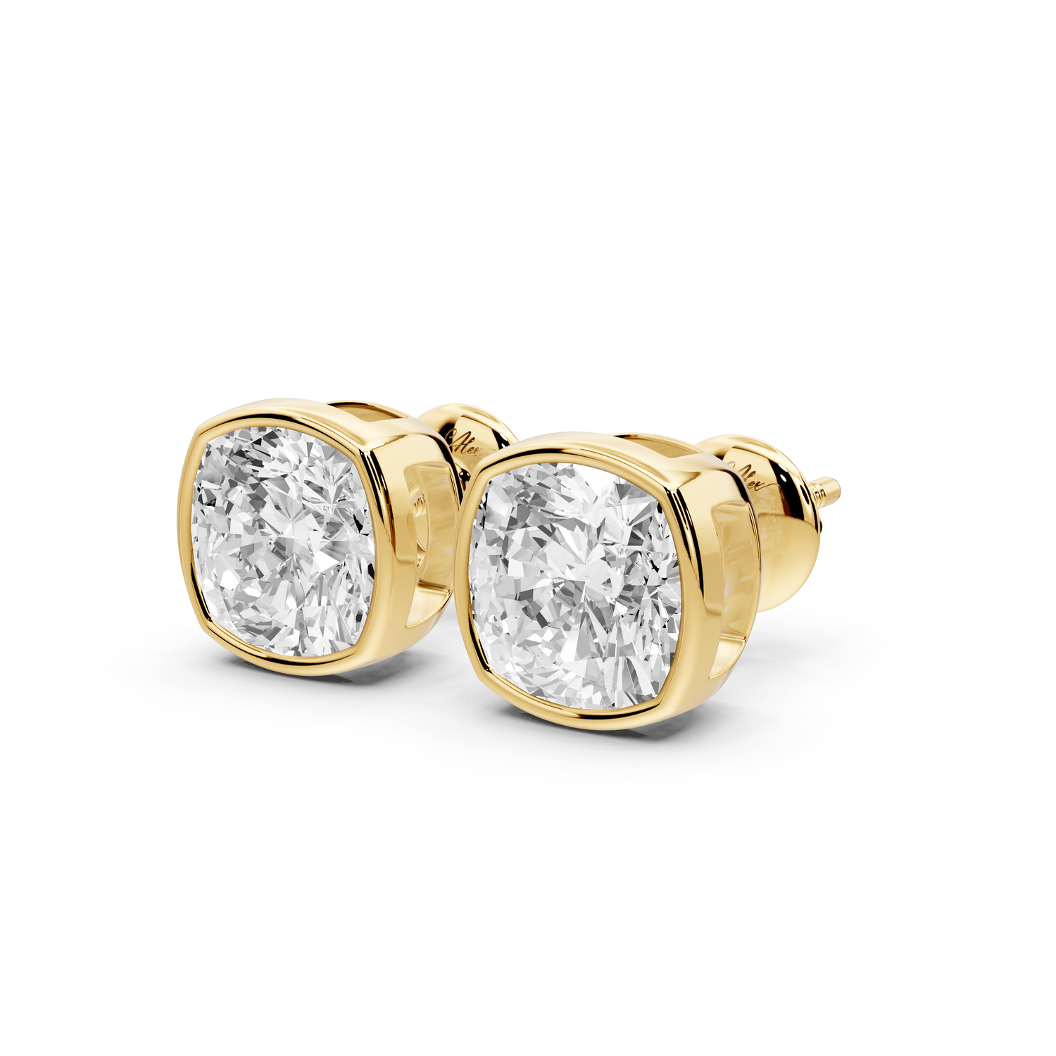 Noa - 4ct 14k yellow gold Cushion - Cut Diamond Stud Earrings - Mr. Alex Jewelry