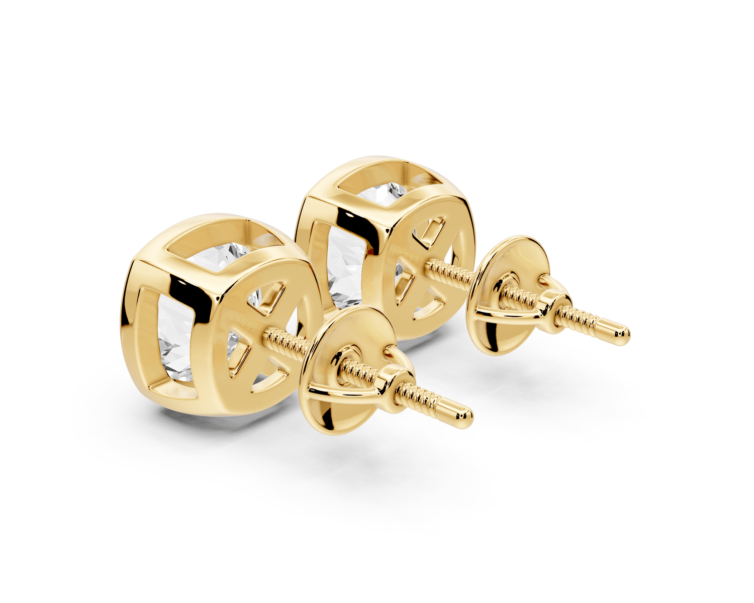 Noa - 4ct 14k yellow gold Cushion - Cut Diamond Stud Earrings - Mr. Alex Jewelry