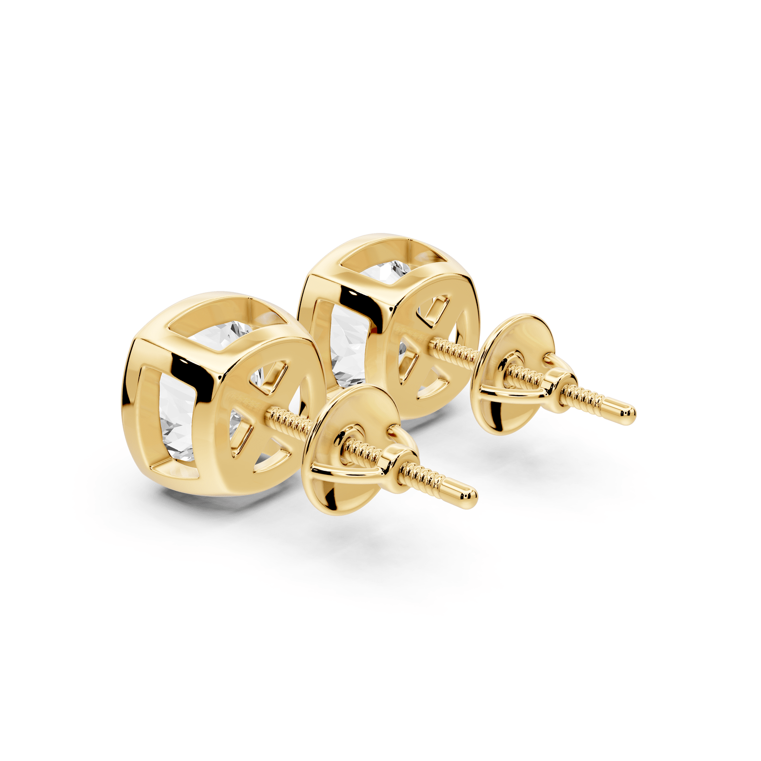 Noa - 4ct 14k yellow gold Cushion - Cut Diamond Stud Earrings - Mr. Alex Jewelry