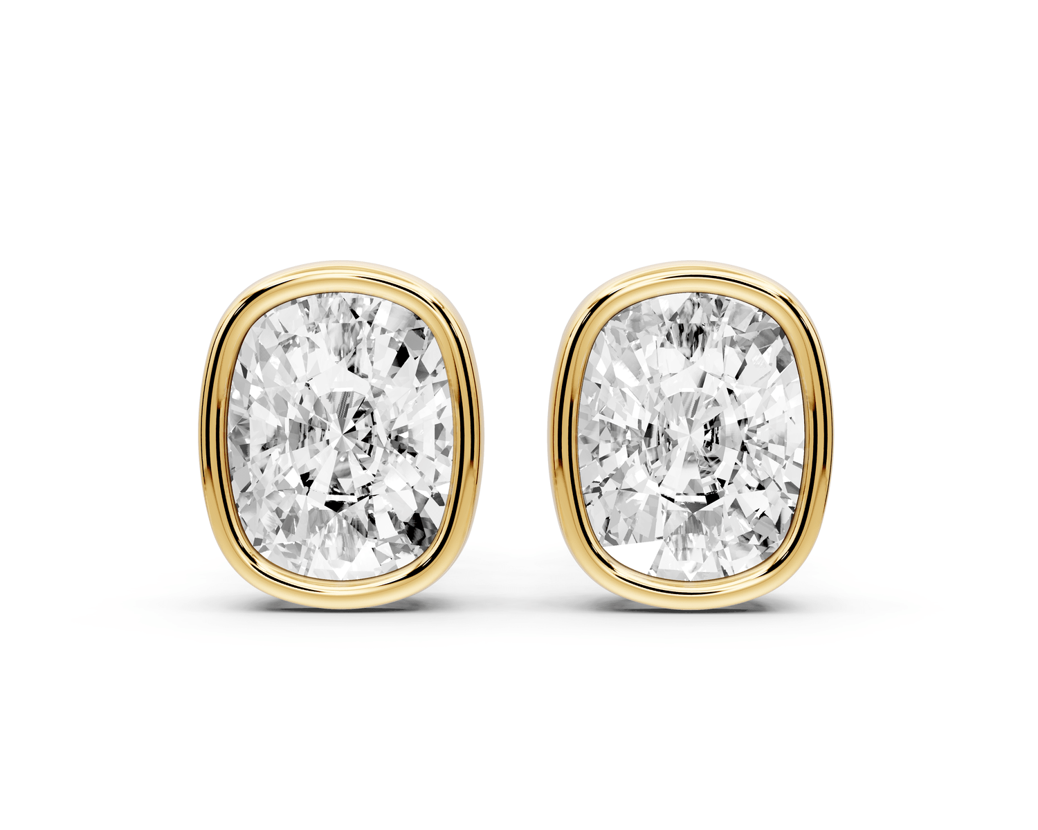 Noa - 4ct 14k yellow gold Elgcushion - Cut Diamond Stud Earrings - Mr. Alex Jewelry