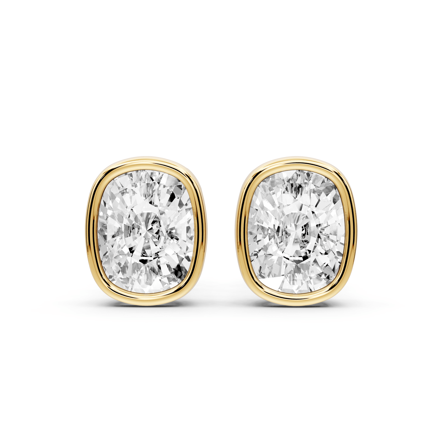 Noa - 4ct 14k yellow gold Elgcushion - Cut Diamond Stud Earrings - Mr. Alex Jewelry