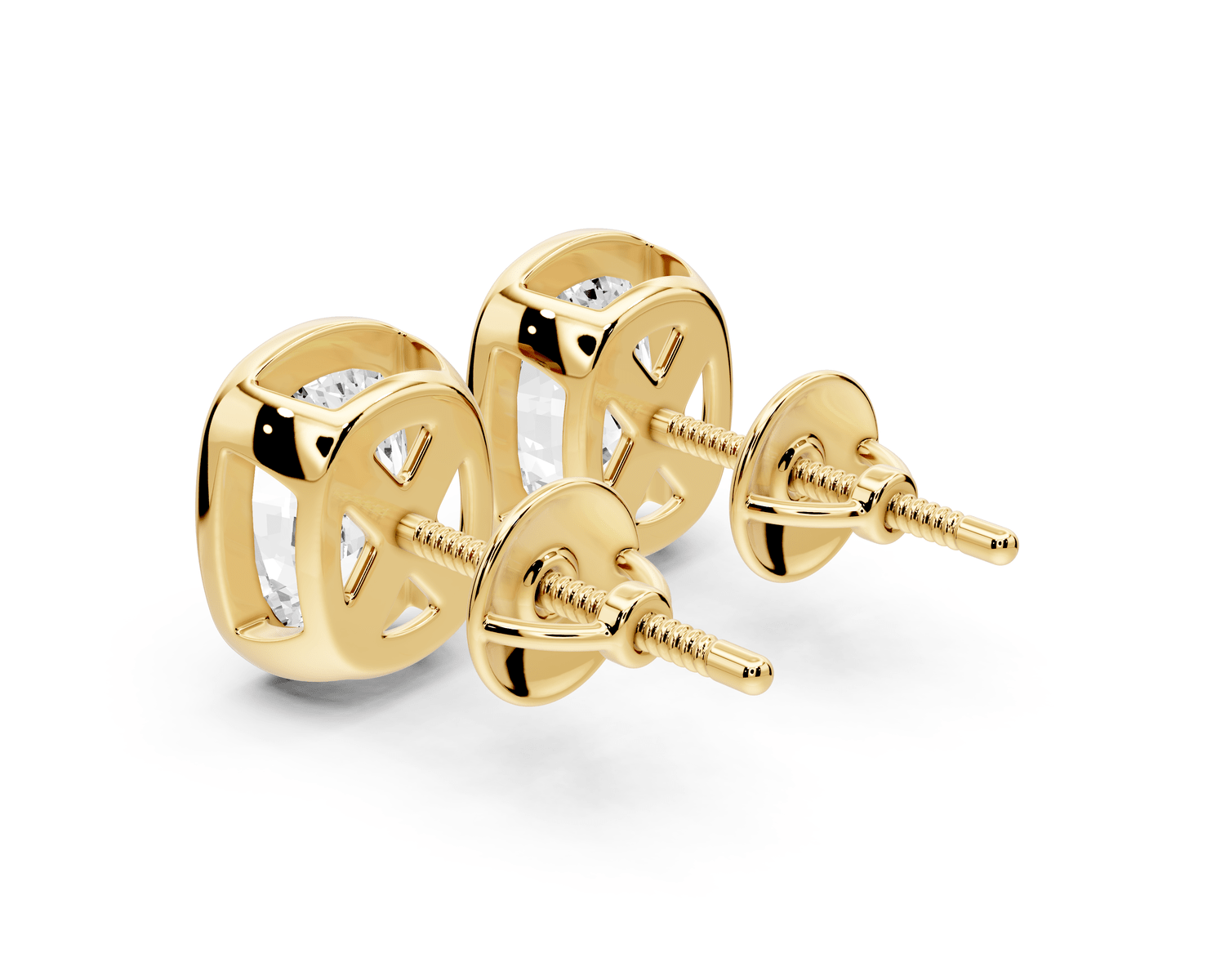 Noa - 4ct 14k yellow gold Elgcushion - Cut Diamond Stud Earrings - Mr. Alex Jewelry