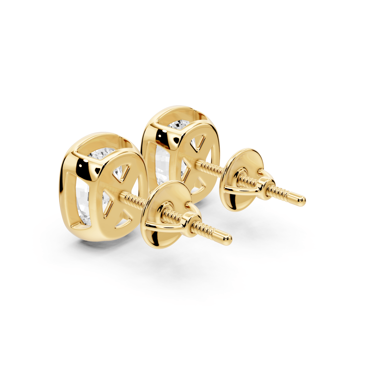 Noa - 4ct 14k yellow gold Elgcushion - Cut Diamond Stud Earrings - Mr. Alex Jewelry
