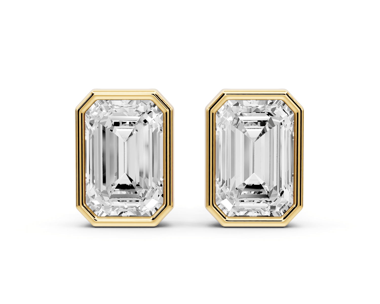 Noa - 4ct 14k yellow gold Emerald - Cut Diamond Stud Earrings - Mr. Alex Jewelry