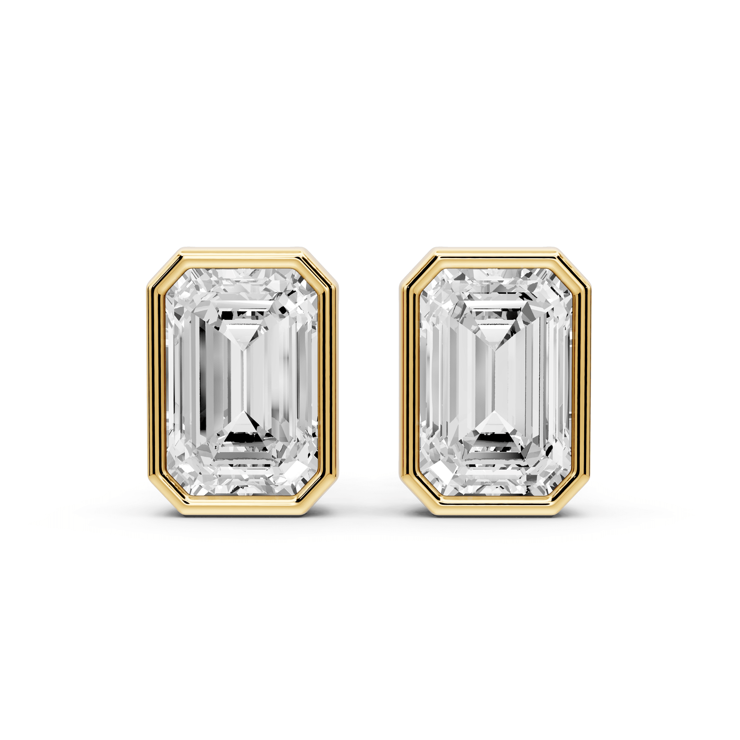 Noa - 4ct 14k yellow gold Emerald - Cut Diamond Stud Earrings - Mr. Alex Jewelry