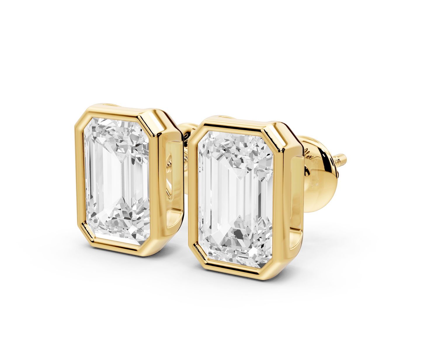 Noa - 4ct 14k yellow gold Emerald - Cut Diamond Stud Earrings - Mr. Alex Jewelry