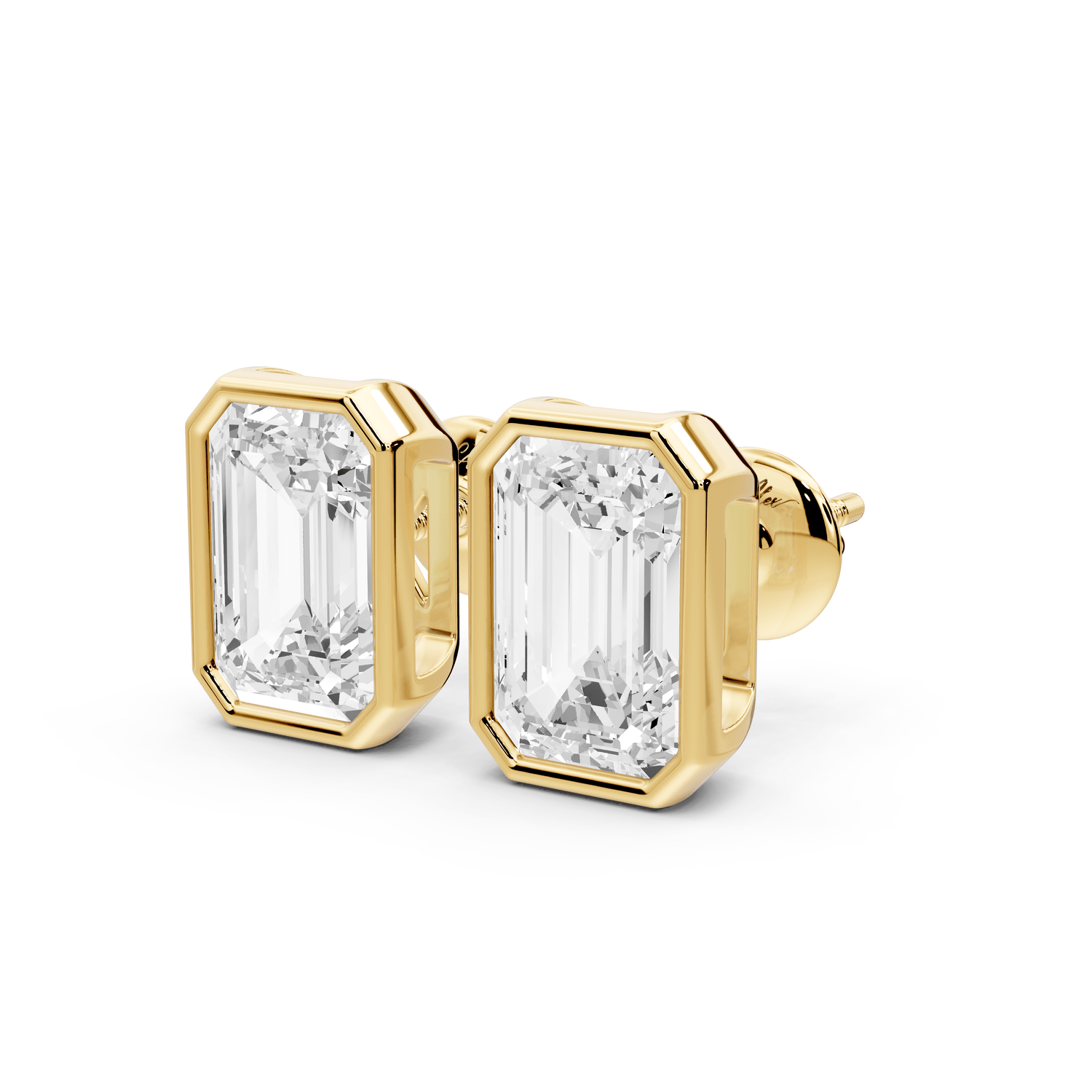 Noa - 4ct 14k yellow gold Emerald - Cut Diamond Stud Earrings - Mr. Alex Jewelry