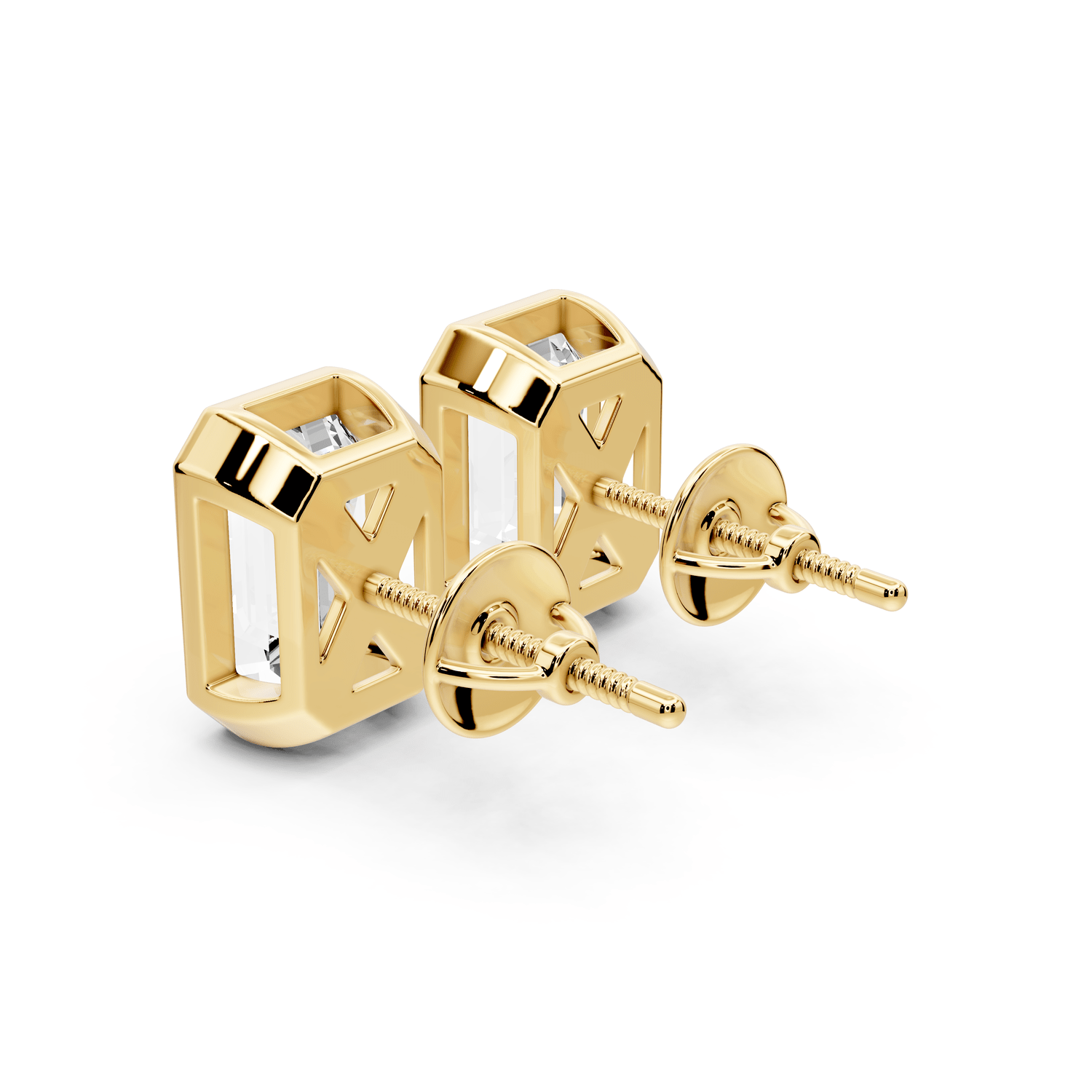 Noa - 4ct 14k yellow gold Emerald - Cut Diamond Stud Earrings - Mr. Alex Jewelry