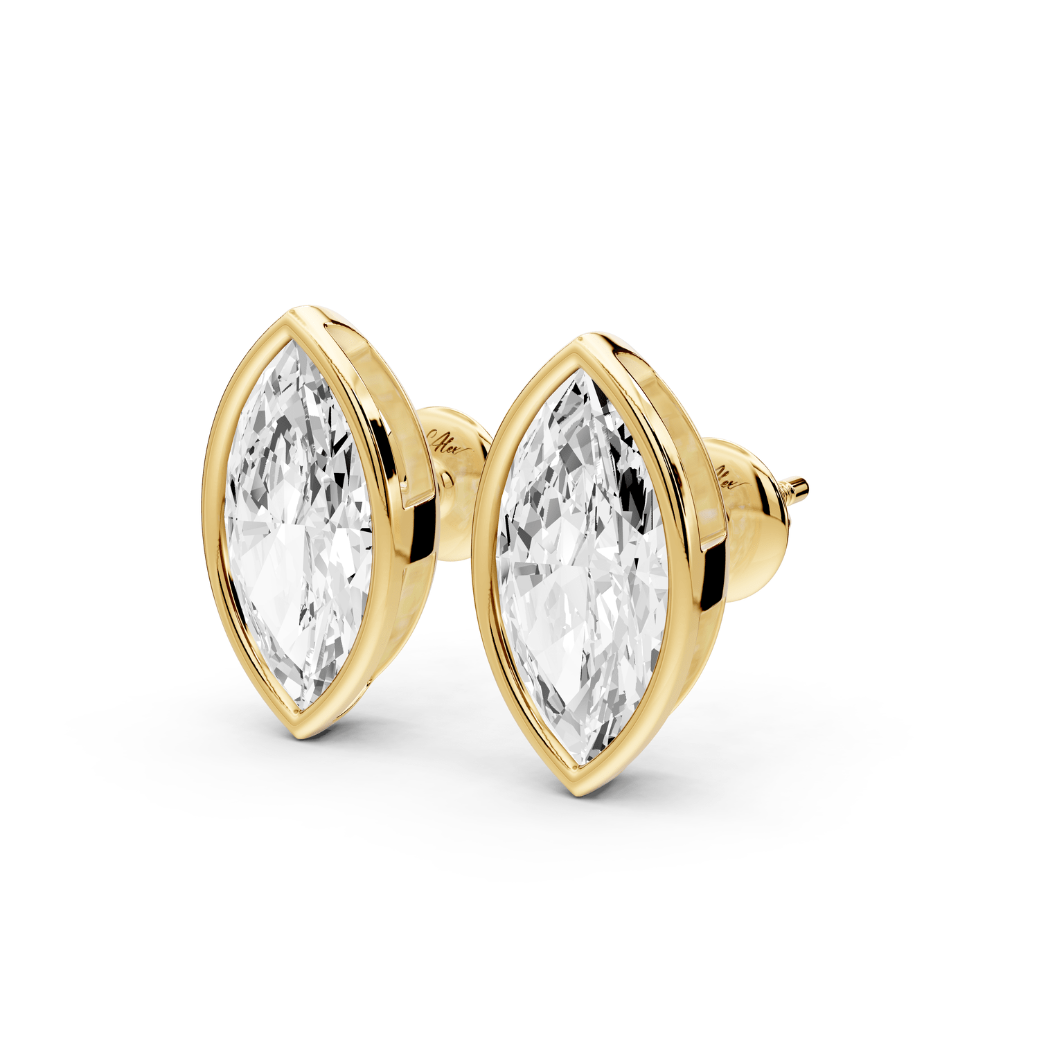 Noa - 4ct 14k yellow gold Marquise - Cut Diamond Stud Earrings - Mr. Alex Jewelry