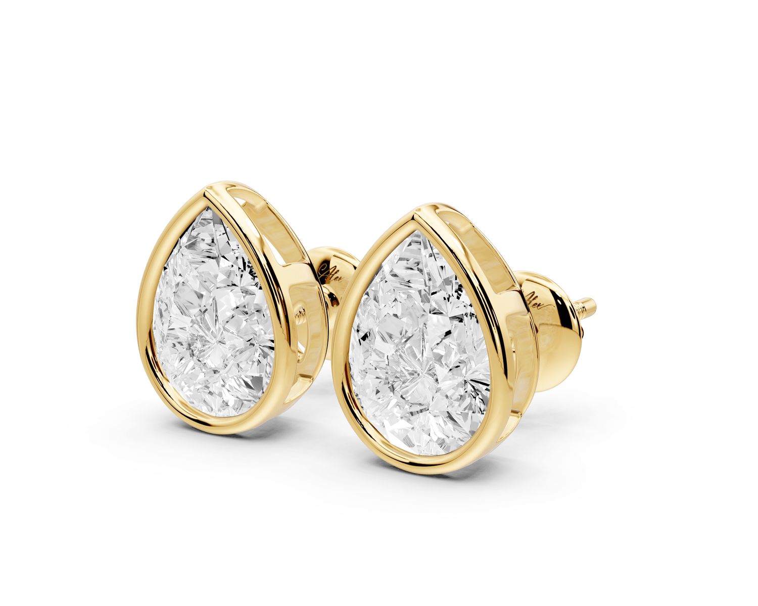 Noa - 4ct 14k yellow gold Pear - Cut Diamond Stud Earrings - Mr. Alex Jewelry