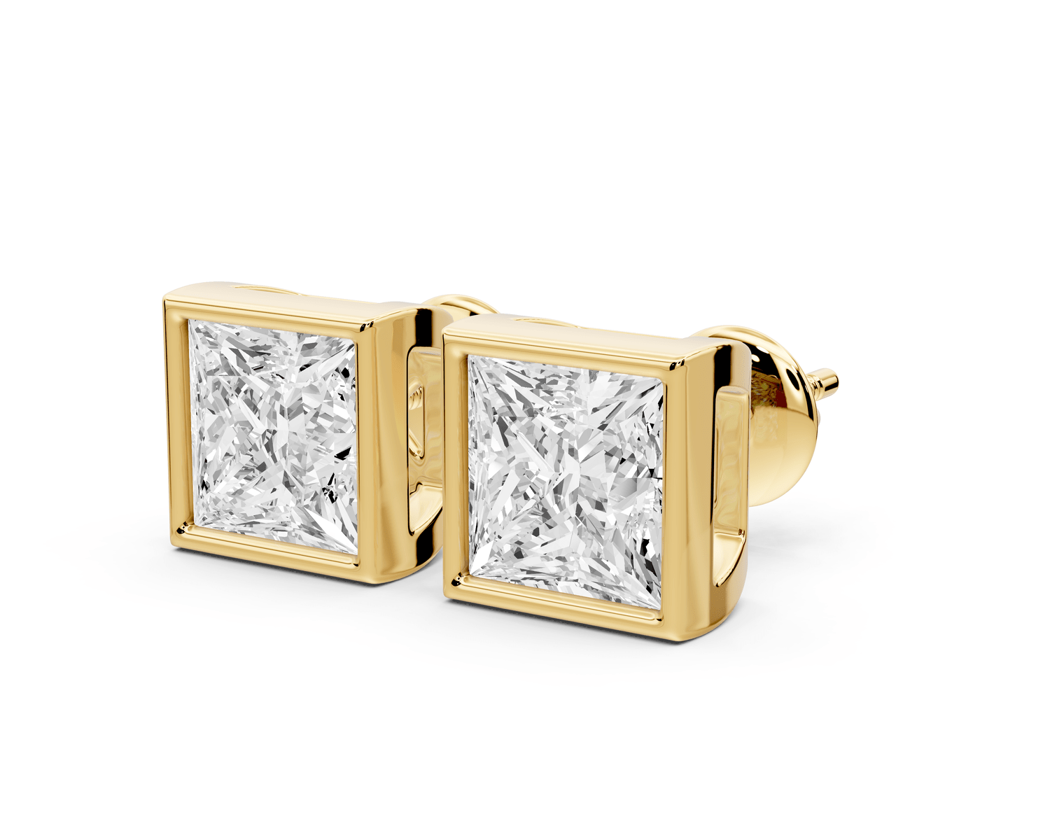 Noa - 4ct 14k yellow gold Princess - Cut Diamond Stud Earrings - Mr. Alex Jewelry
