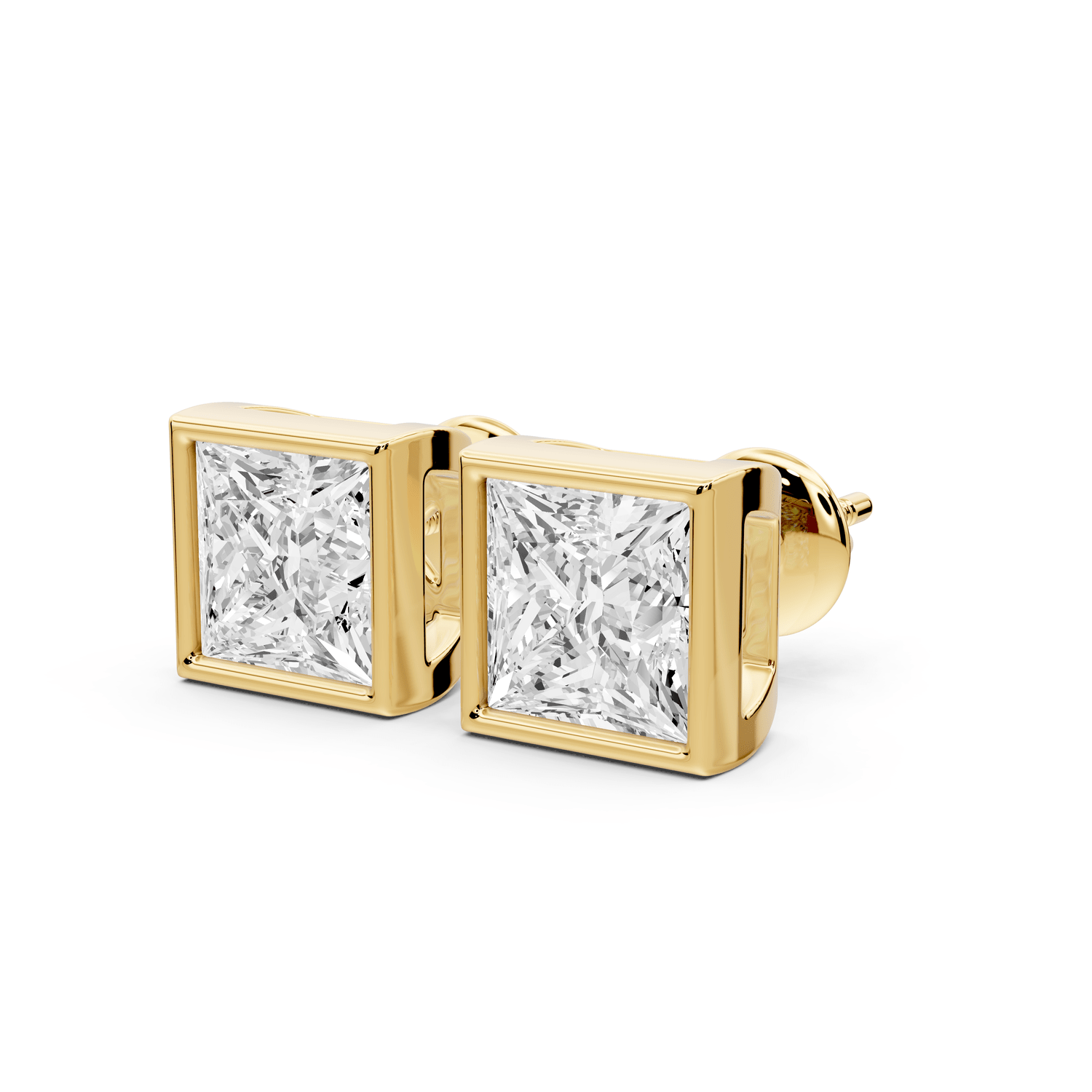 Noa - 4ct 14k yellow gold Princess - Cut Diamond Stud Earrings - Mr. Alex Jewelry