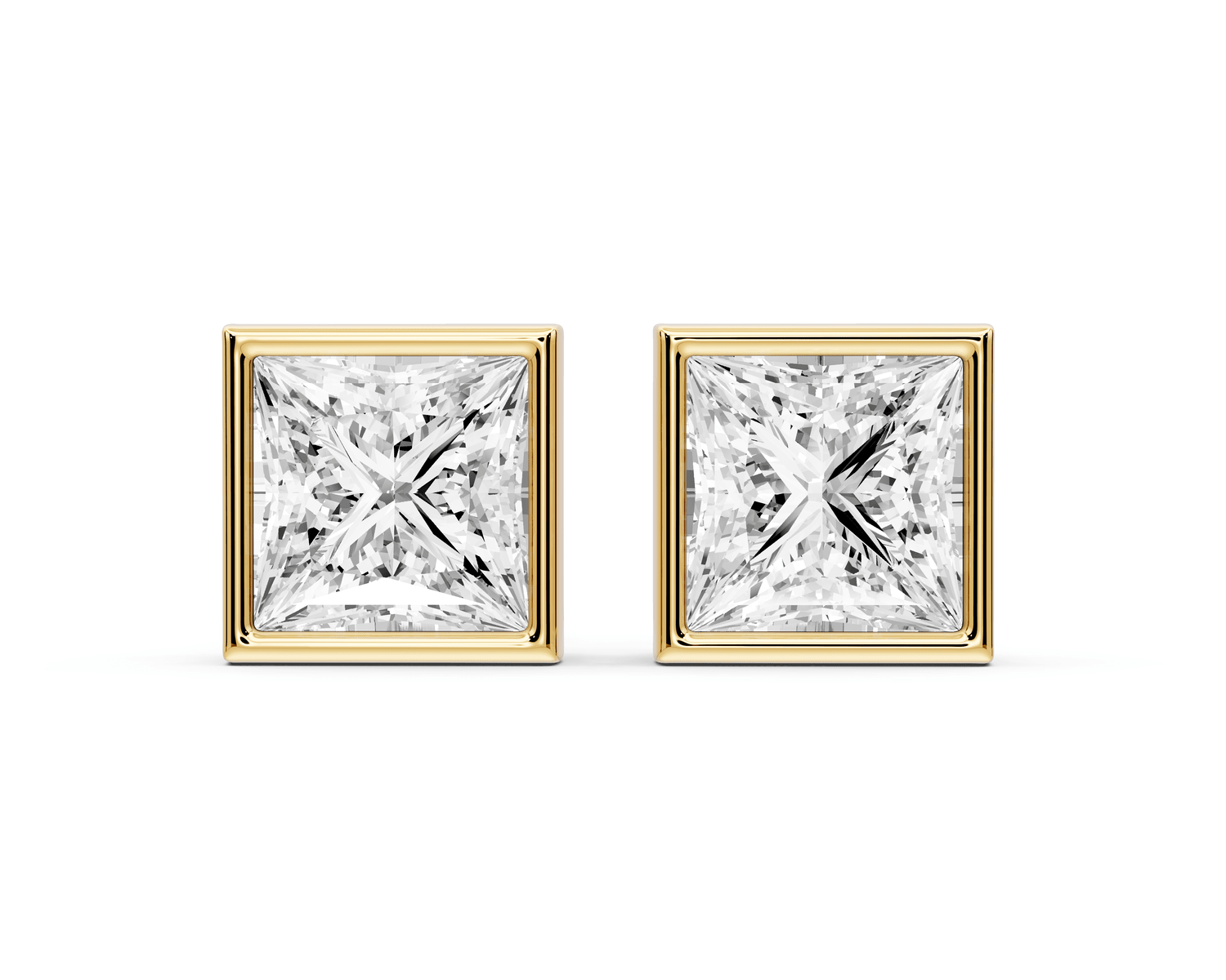 Noa - 4ct 14k yellow gold Princess - Cut Diamond Stud Earrings - Mr. Alex Jewelry