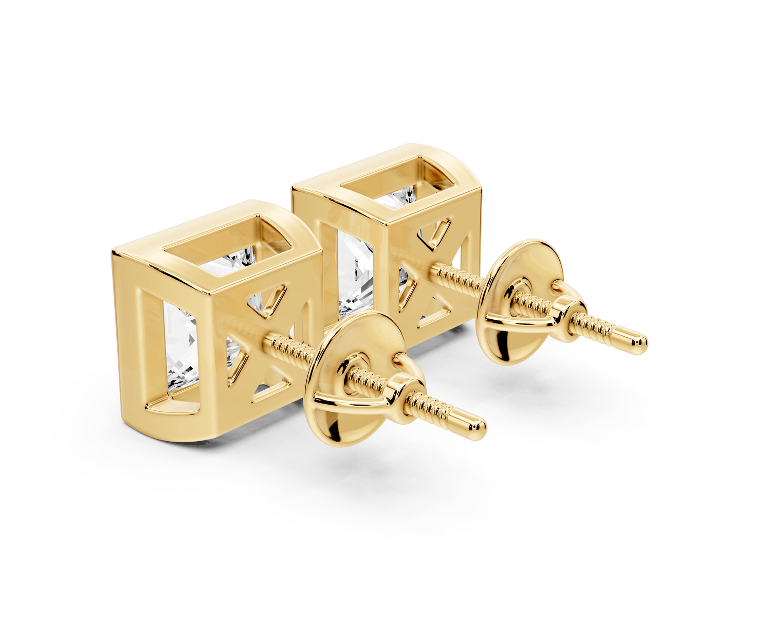 Noa - 4ct 14k yellow gold Princess - Cut Diamond Stud Earrings - Mr. Alex Jewelry