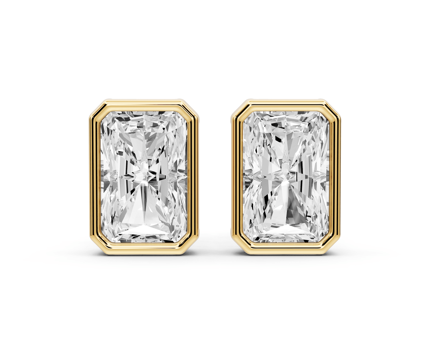 Noa - 4ct 14k yellow gold Radiant - Cut Diamond Stud Earrings - Mr. Alex Jewelry
