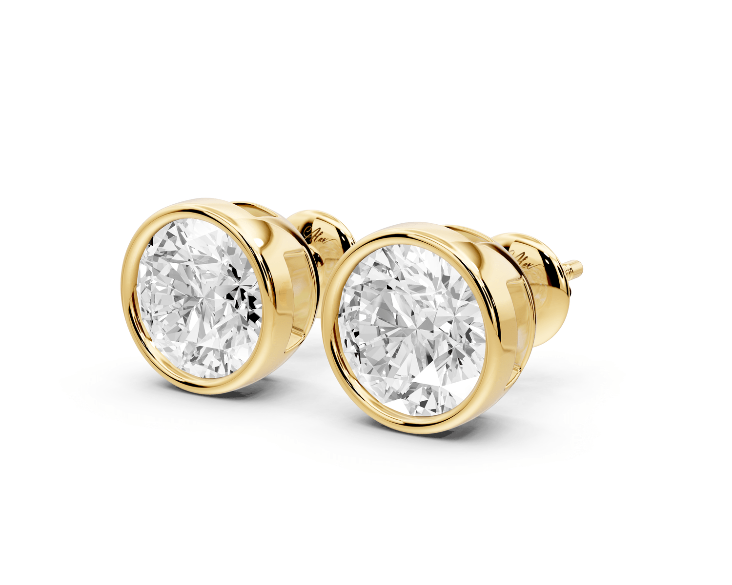 Noa - 4ct 14k yellow gold Round - Cut Diamond Stud Earrings - Mr. Alex Jewelry
