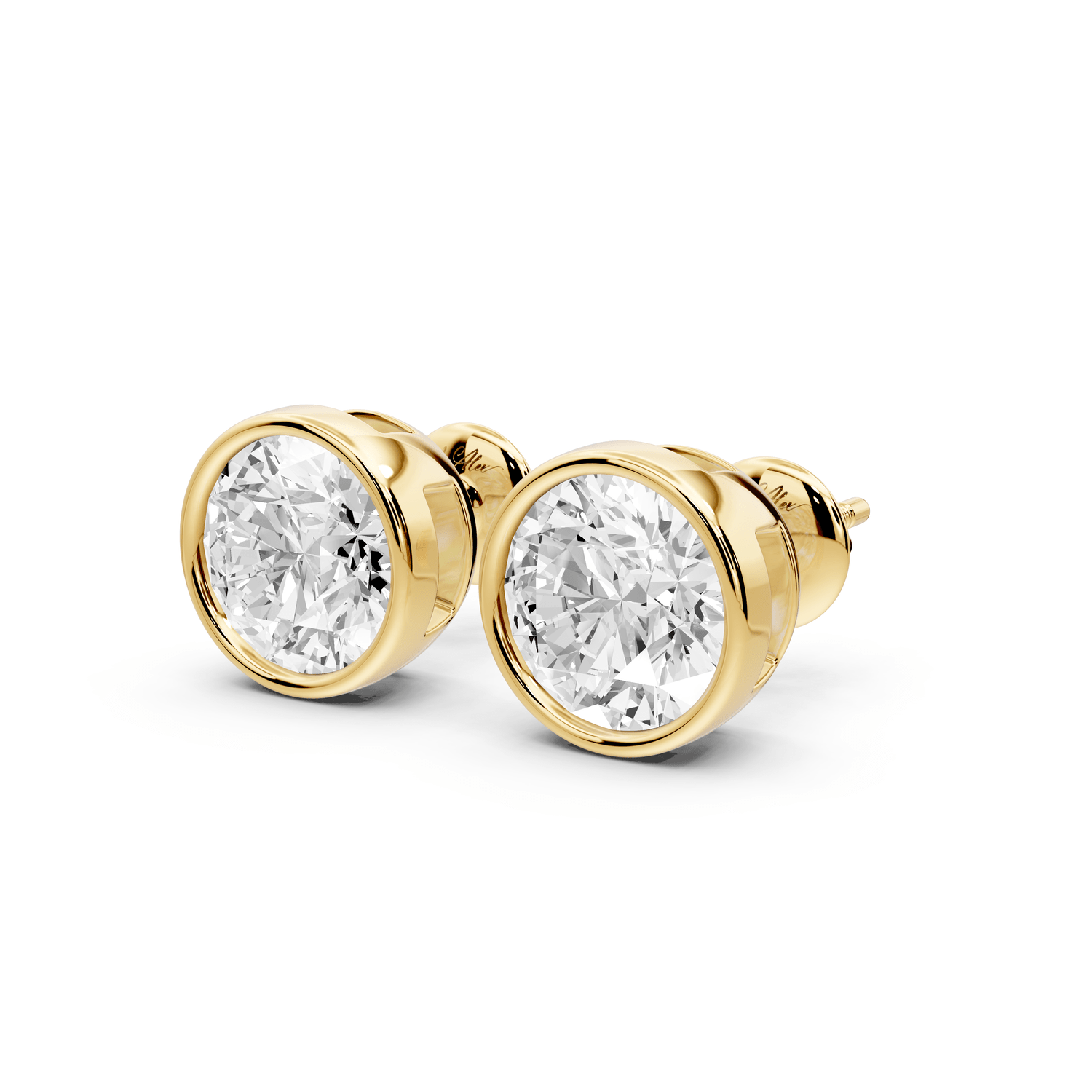 Noa - 4ct 14k yellow gold Round - Cut Diamond Stud Earrings - Mr. Alex Jewelry