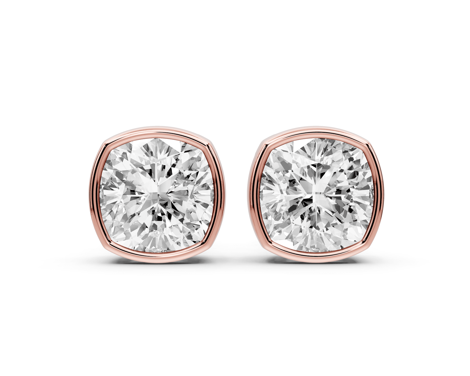 Noa - 5ct 14k rose gold Cushion - Cut Diamond Stud Earrings - Mr. Alex Jewelry