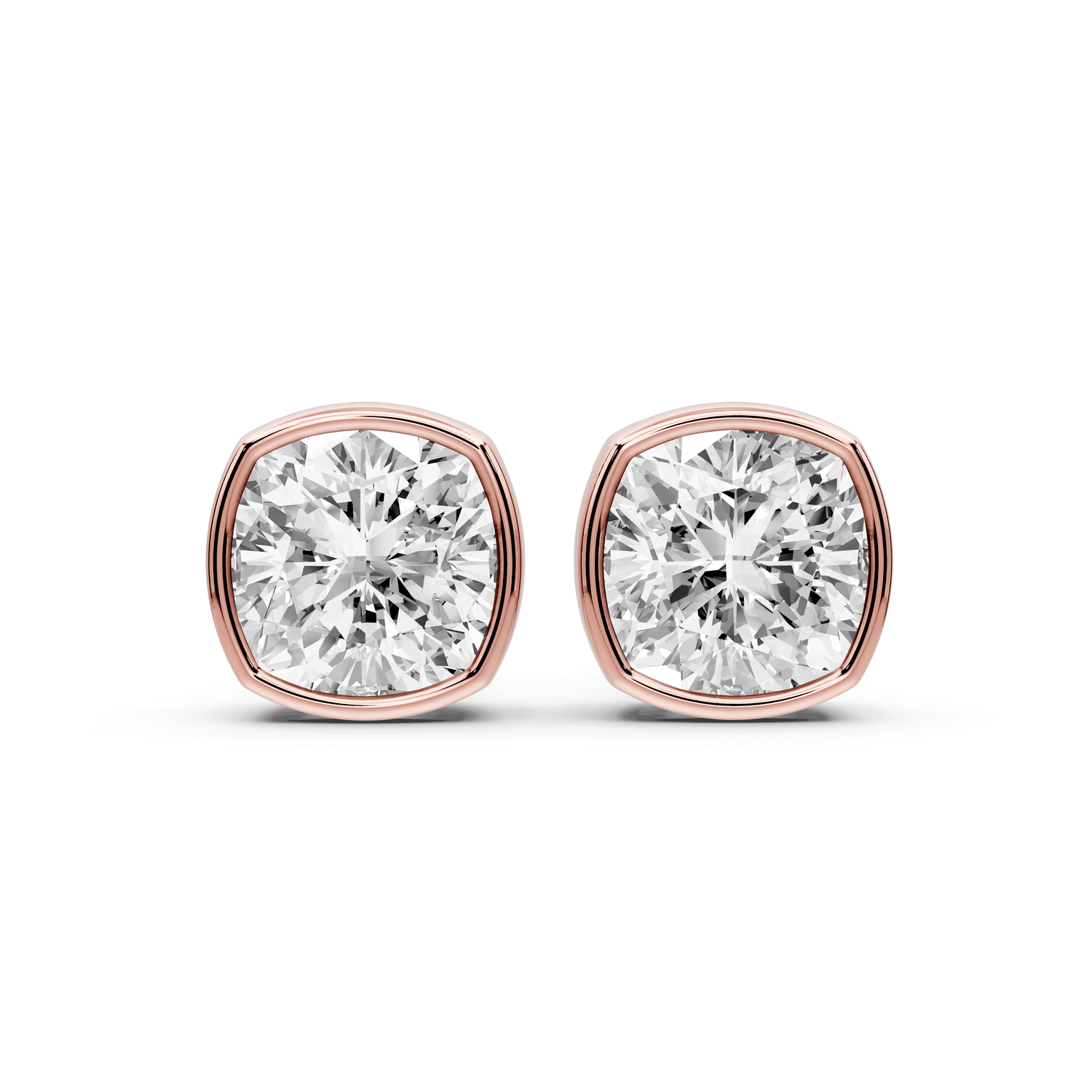 Noa - 5ct 14k rose gold Cushion - Cut Diamond Stud Earrings - Mr. Alex Jewelry