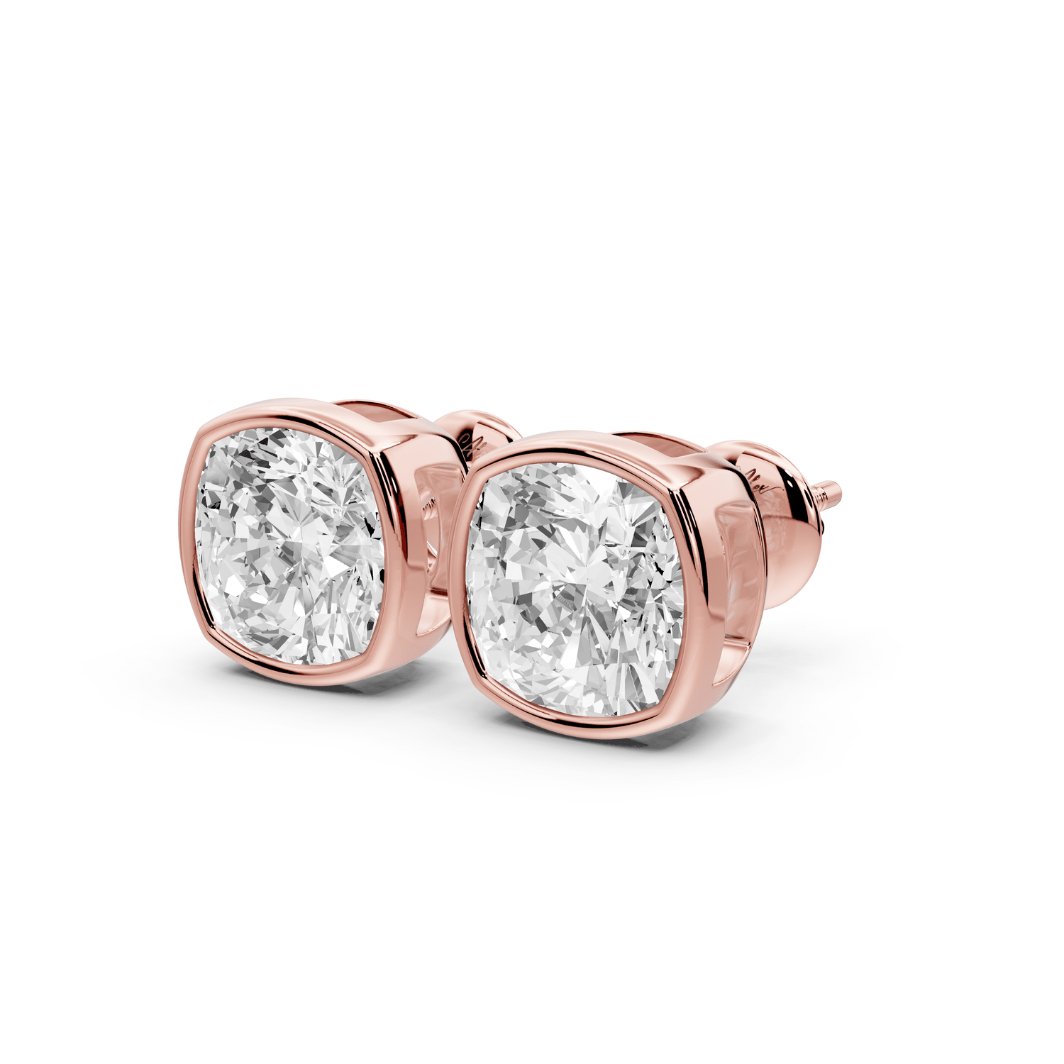 Noa - 5ct 14k rose gold Cushion - Cut Diamond Stud Earrings - Mr. Alex Jewelry