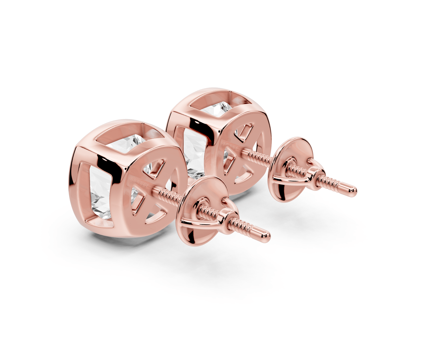 Noa - 5ct 14k rose gold Cushion - Cut Diamond Stud Earrings - Mr. Alex Jewelry