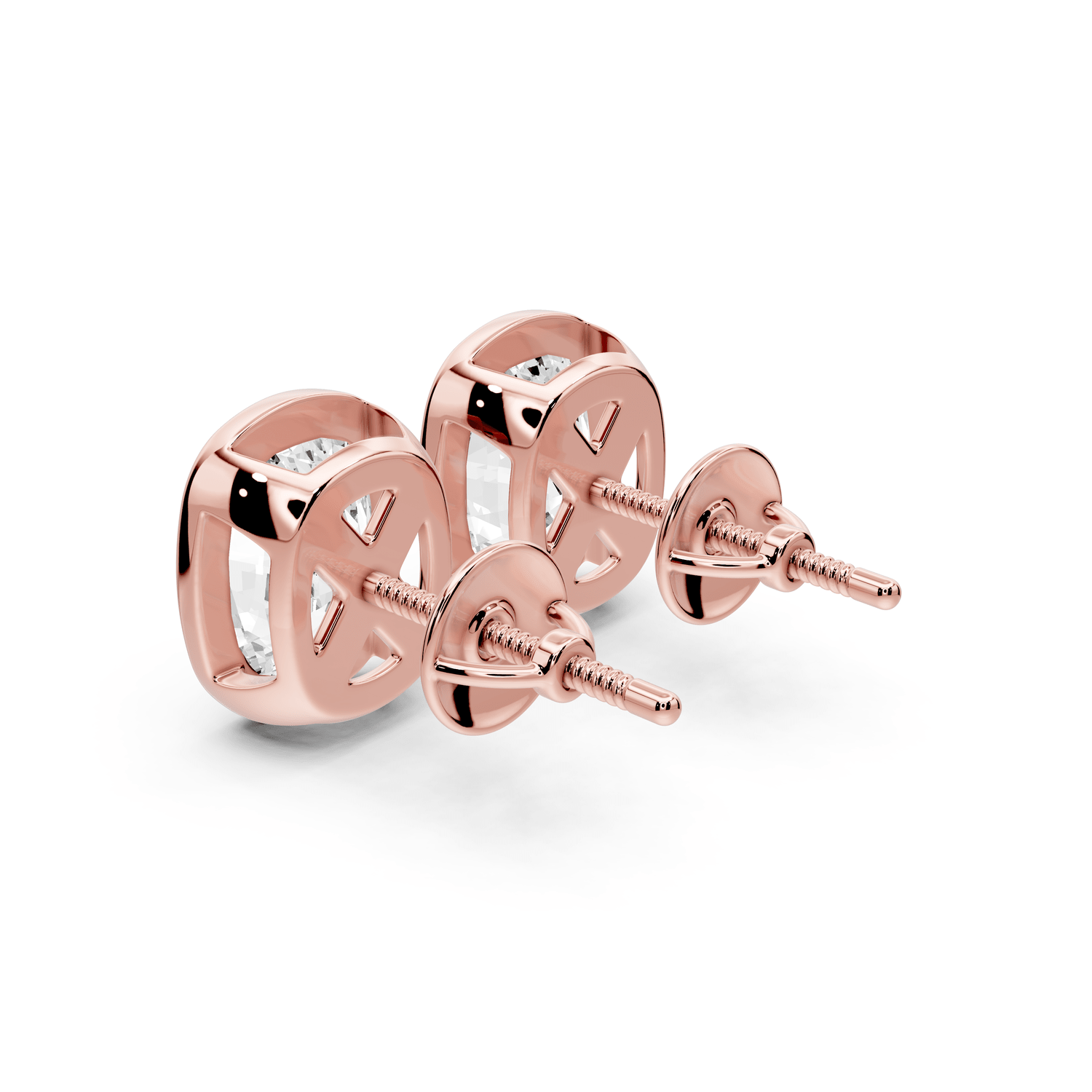 Noa - 5ct 14k rose gold Elgcushion - Cut Diamond Stud Earrings - Mr. Alex Jewelry