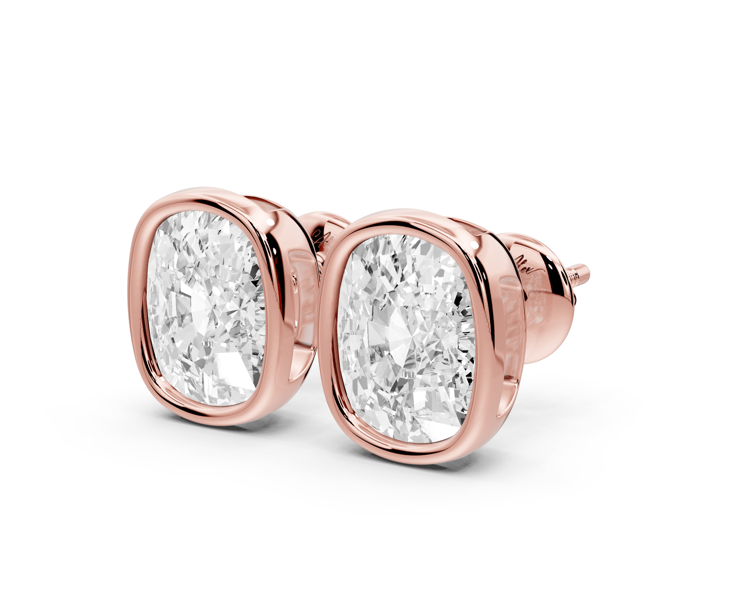 Noa - 5ct 14k rose gold Elgcushion - Cut Diamond Stud Earrings - Mr. Alex Jewelry