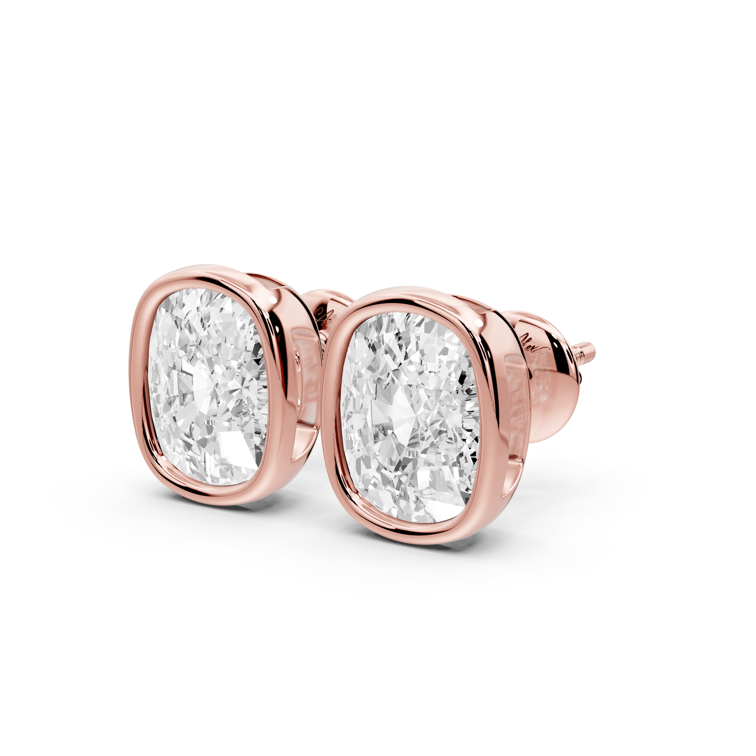 Noa - 5ct 14k rose gold Elgcushion - Cut Diamond Stud Earrings - Mr. Alex Jewelry