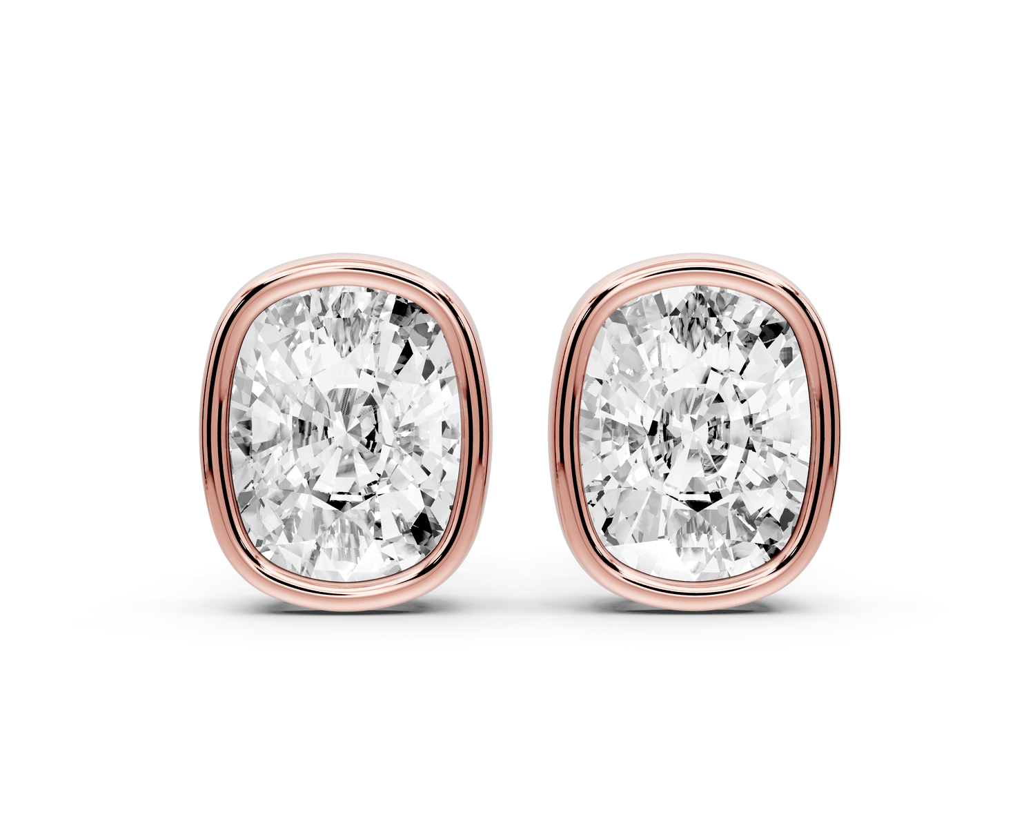 Noa - 5ct 14k rose gold Elgcushion - Cut Diamond Stud Earrings - Mr. Alex Jewelry