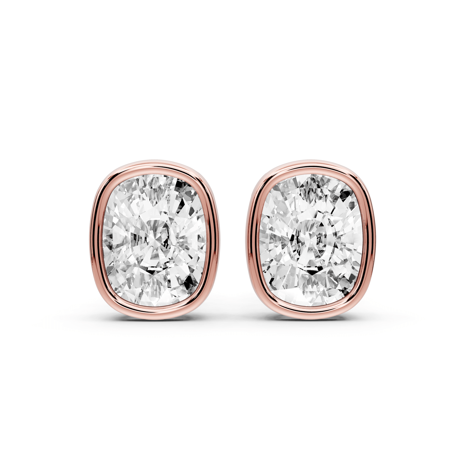 Noa - 5ct 14k rose gold Elgcushion - Cut Diamond Stud Earrings - Mr. Alex Jewelry