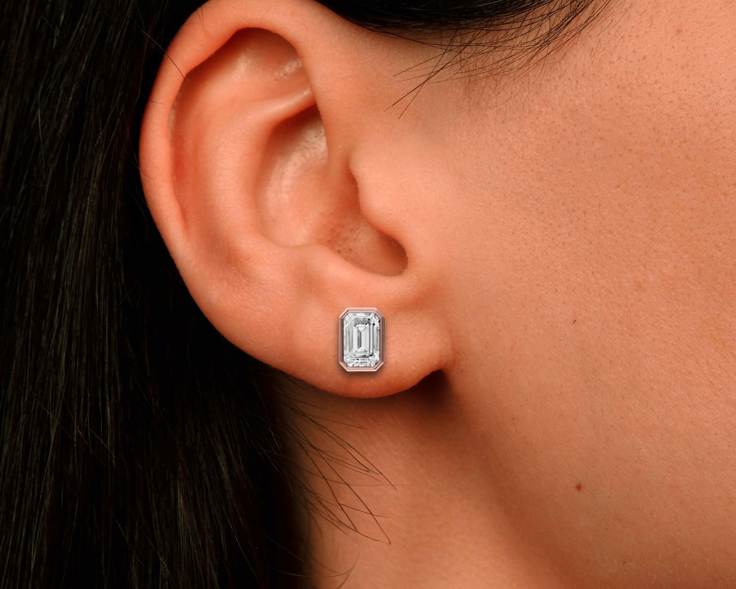 Noa - 5ct 14k rose gold Emerald - Cut Diamond Stud Earrings - Mr. Alex Jewelry