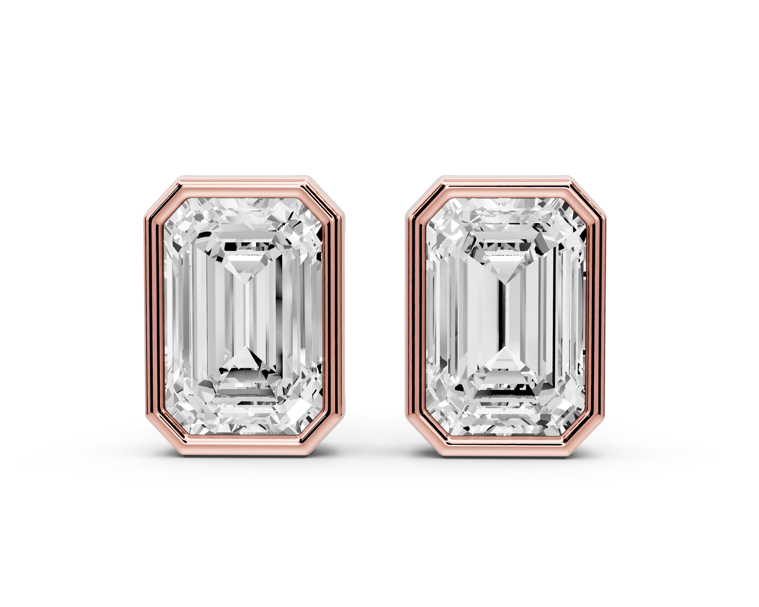 Noa - 5ct 14k rose gold Emerald - Cut Diamond Stud Earrings - Mr. Alex Jewelry