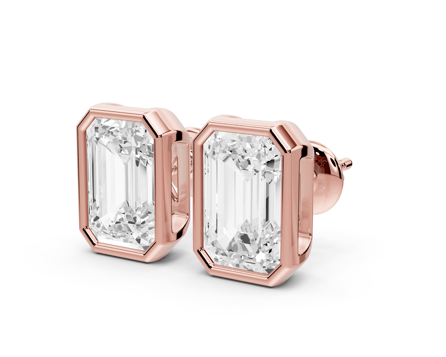 Noa - 5ct 14k rose gold Emerald - Cut Diamond Stud Earrings - Mr. Alex Jewelry