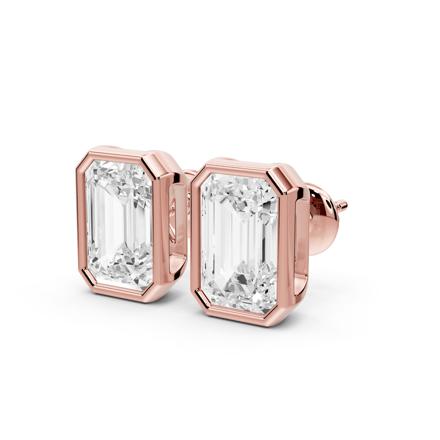Noa - 5ct 14k rose gold Emerald - Cut Diamond Stud Earrings - Mr. Alex Jewelry
