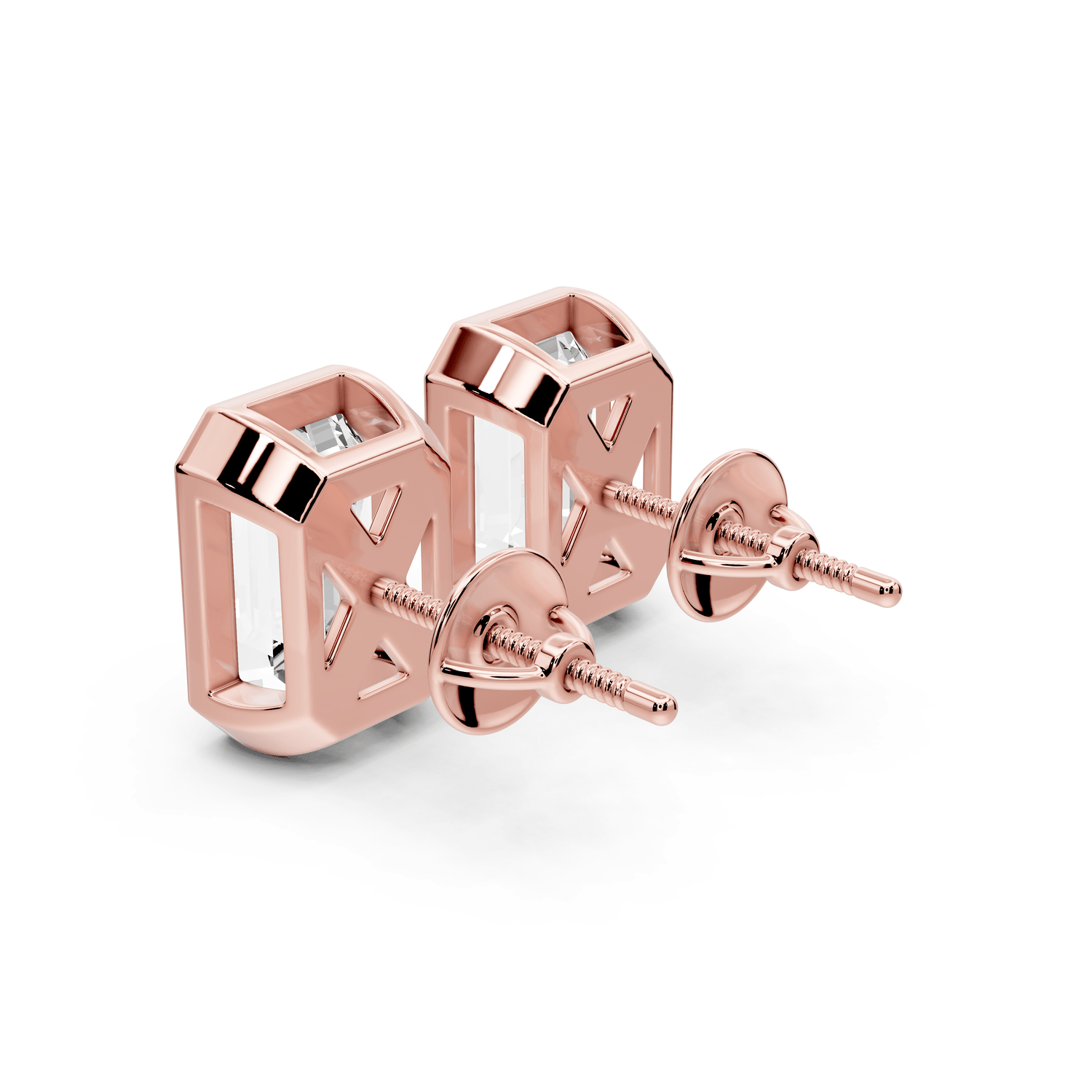 Noa - 5ct 14k rose gold Emerald - Cut Diamond Stud Earrings - Mr. Alex Jewelry