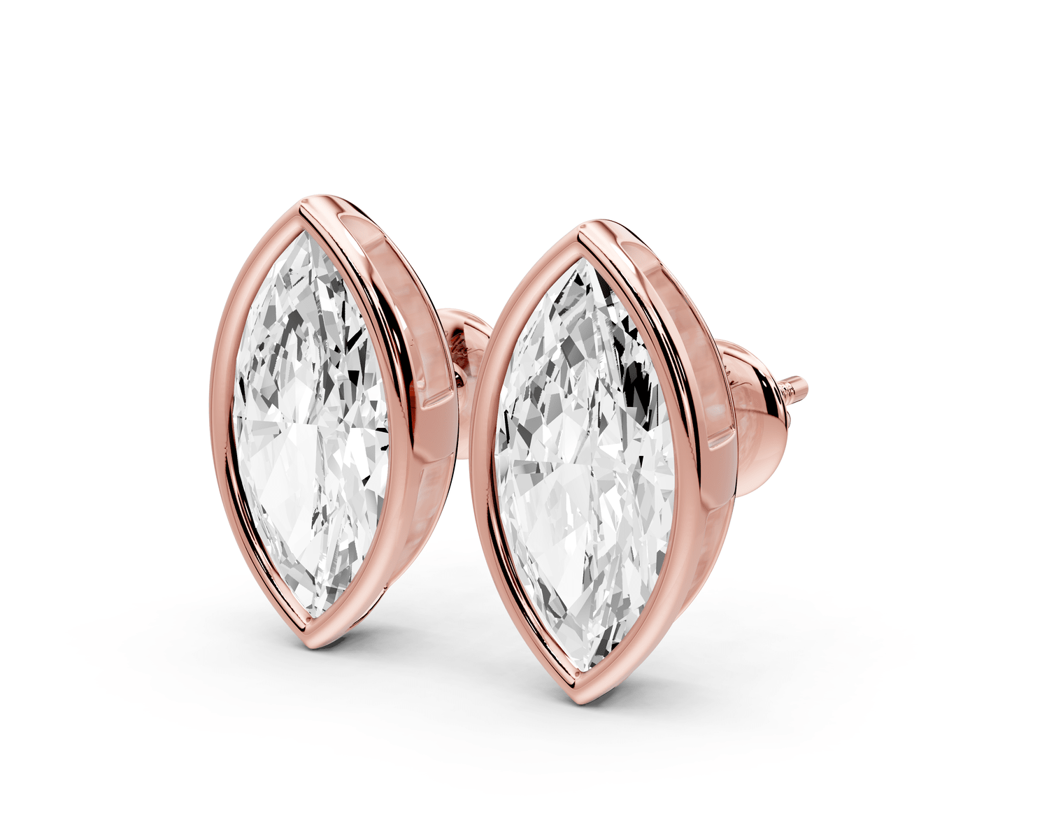 Noa - 5ct 14k rose gold Marquise - Cut Diamond Stud Earrings - Mr. Alex Jewelry
