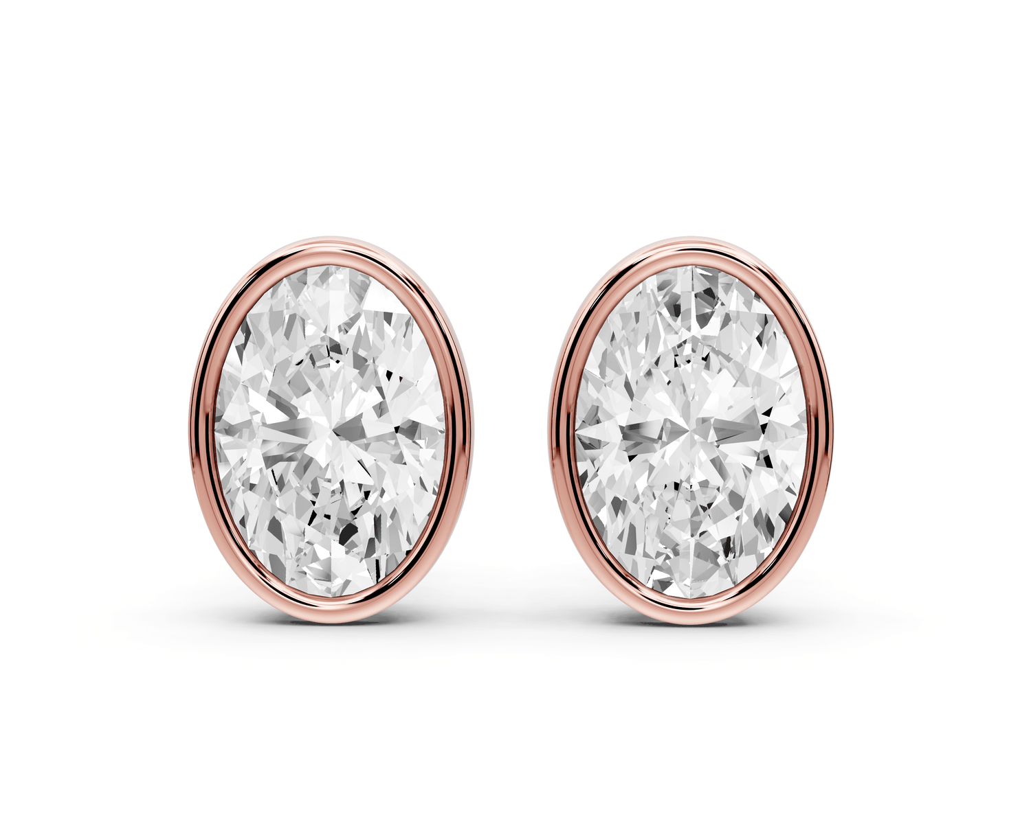 Noa - 5ct 14k rose gold Oval - Cut Diamond Stud Earrings - Mr. Alex Jewelry